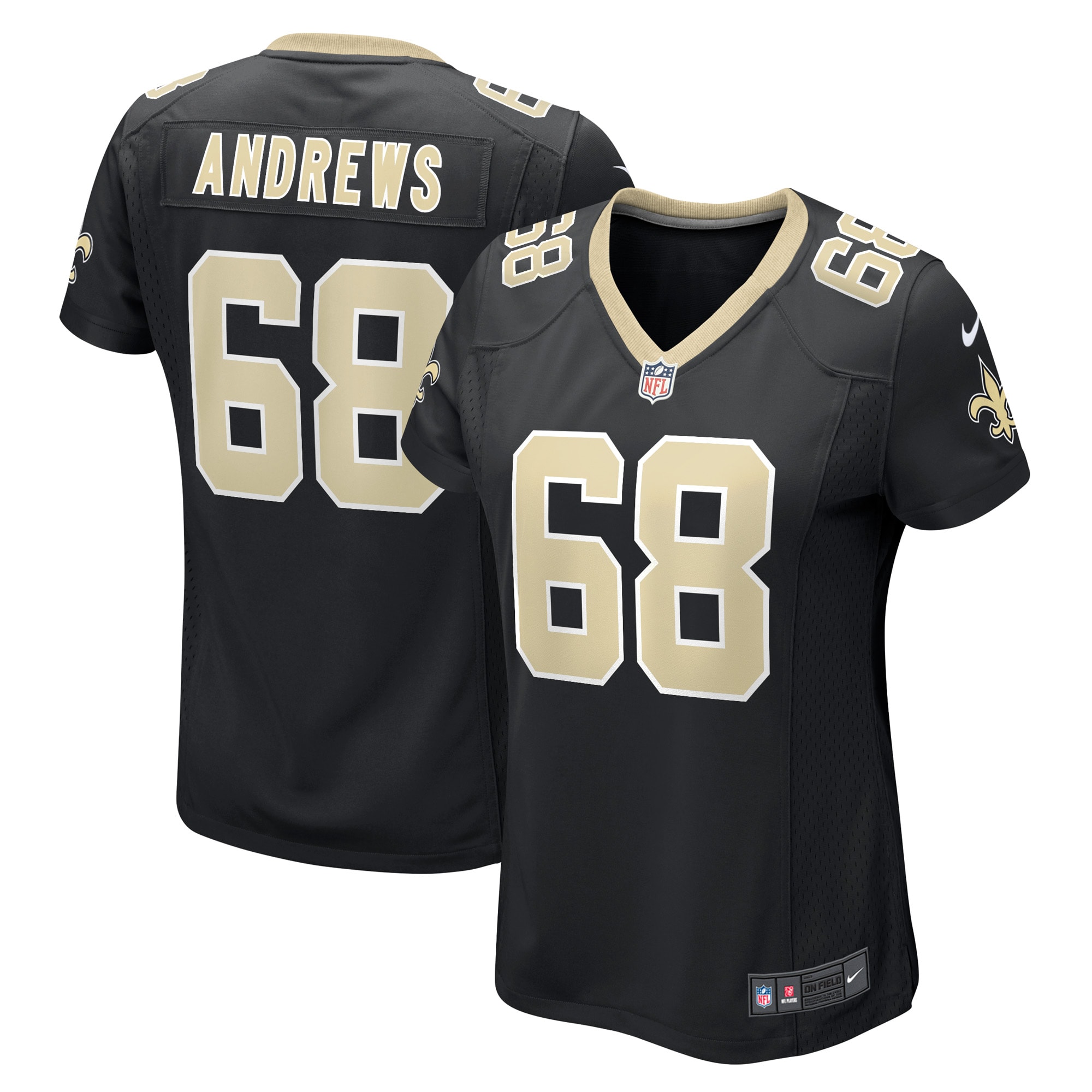 Women's New Orleans Saints Josh Andrews Black Game Player Jersey Js2443