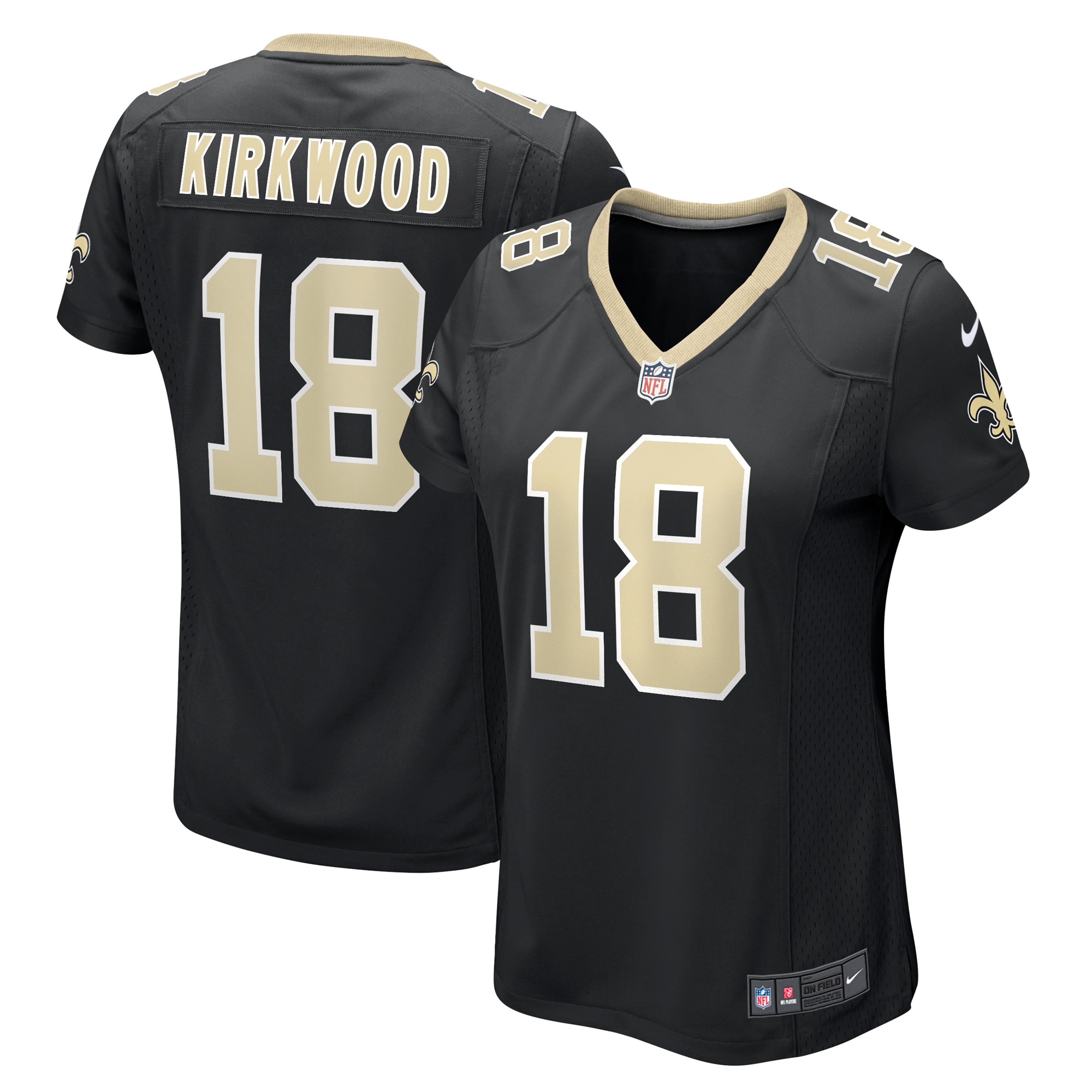 Women's New Orleans Saints Keith Kirkwood Black Team Game Jersey Js9988