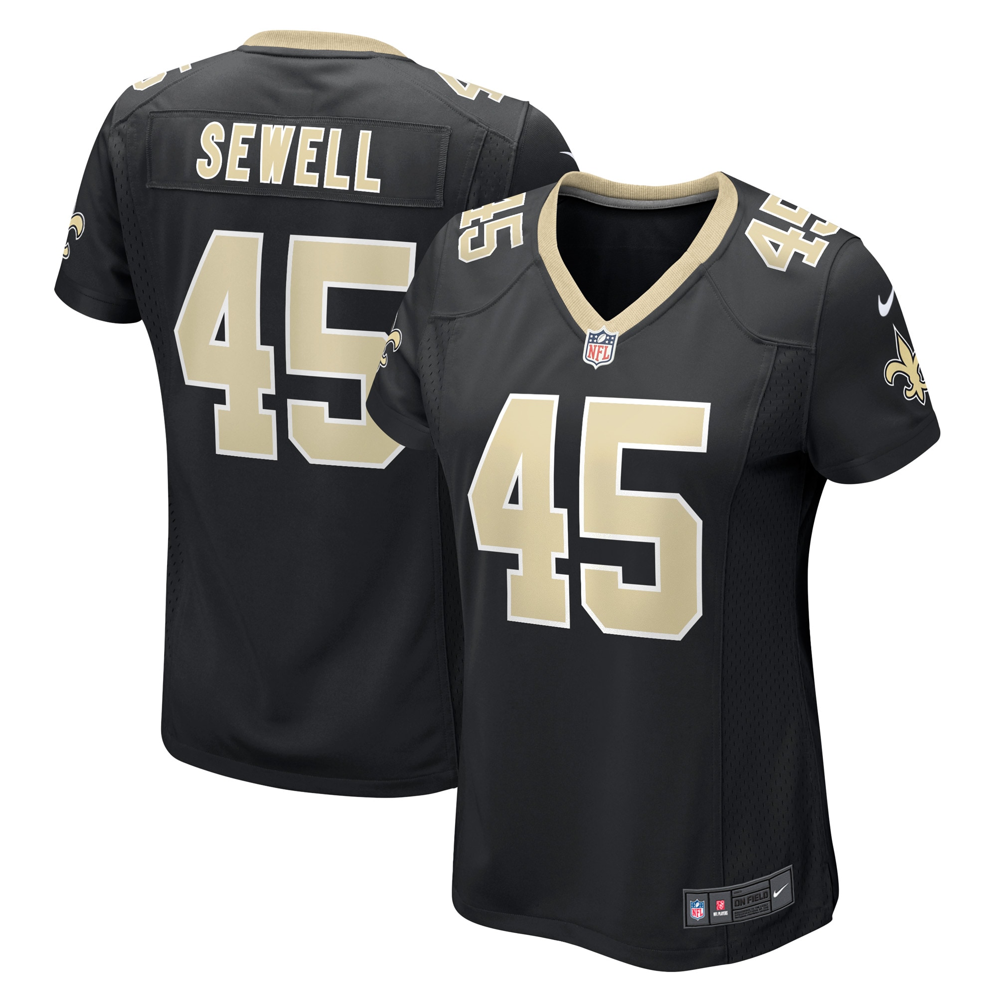 Women's New Orleans Saints Nephi Sewell Black Game Player Jersey Js6233