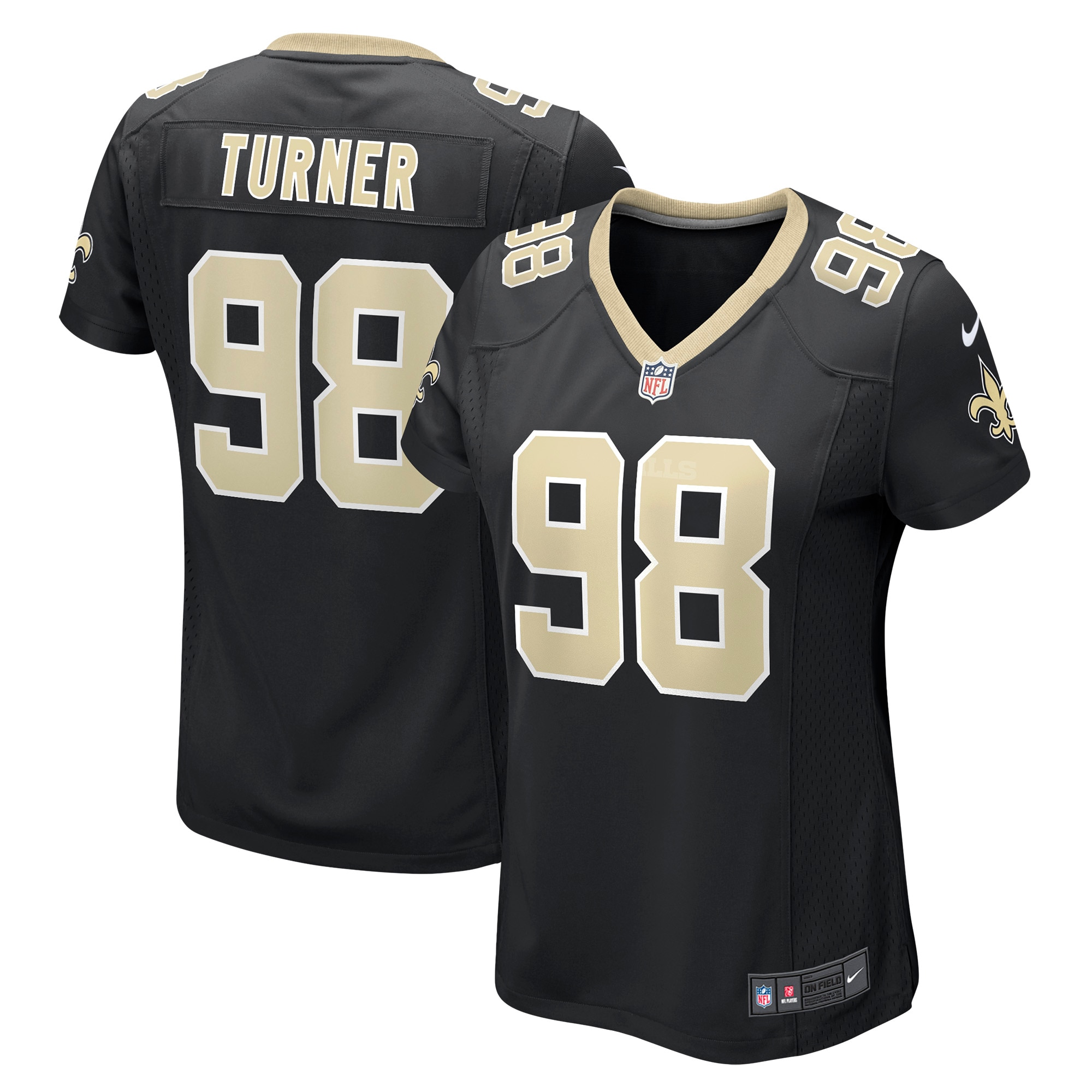 Women's New Orleans Saints Payton Turner Black Game Jersey Js3747