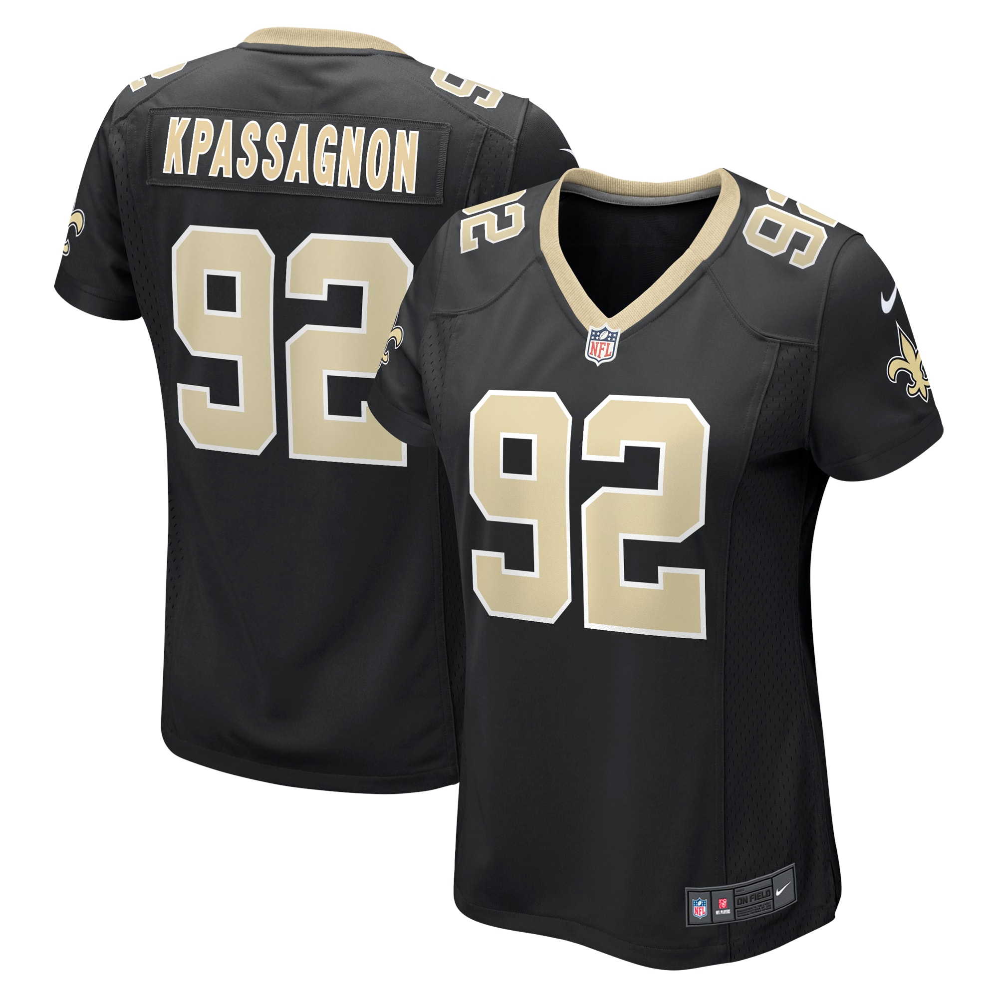 Women's New Orleans Saints Tanoh Kpassagnon Black Game Player Jersey Js8720
