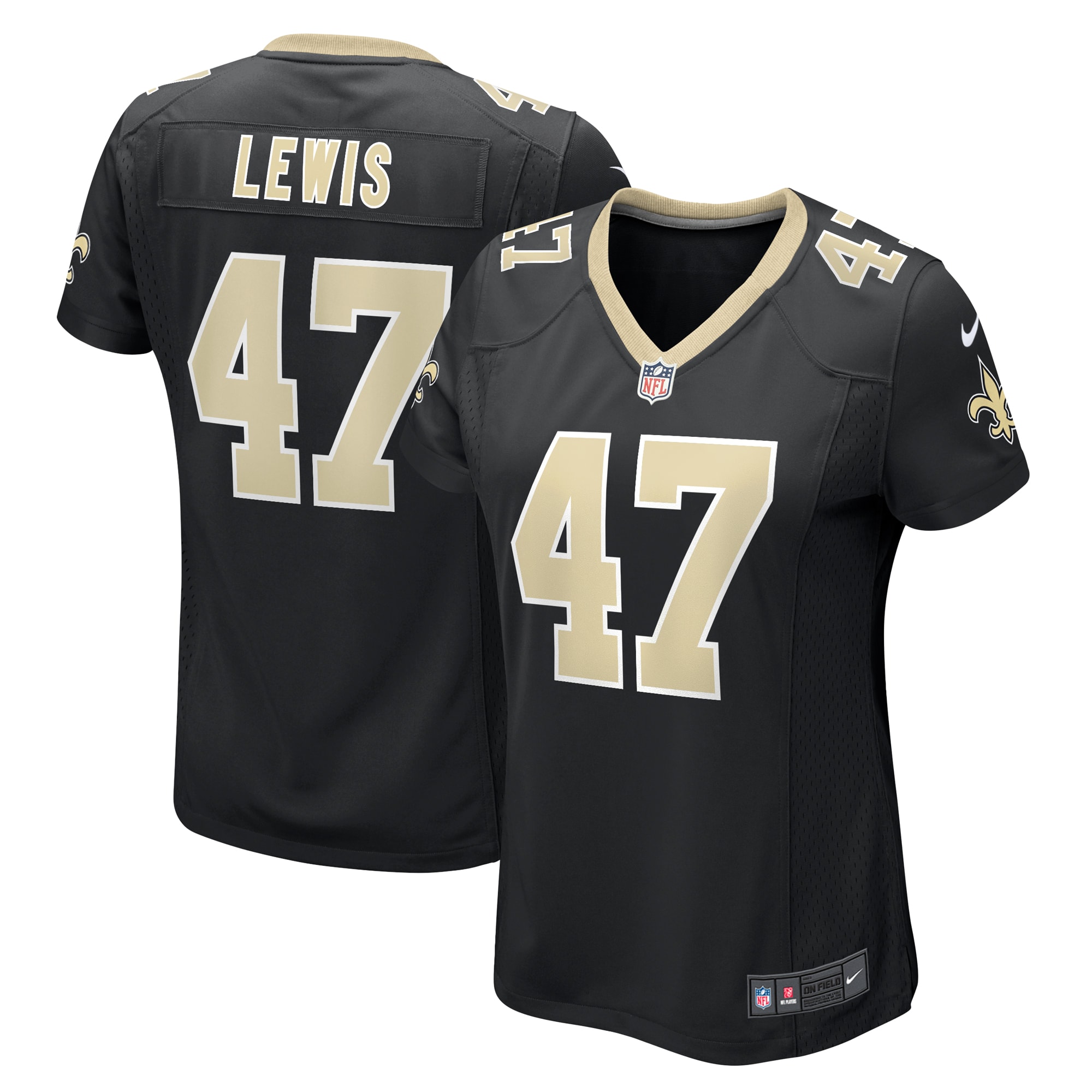 Women's New Orleans Saints Terrell Lewis Black Game Jersey Js4466