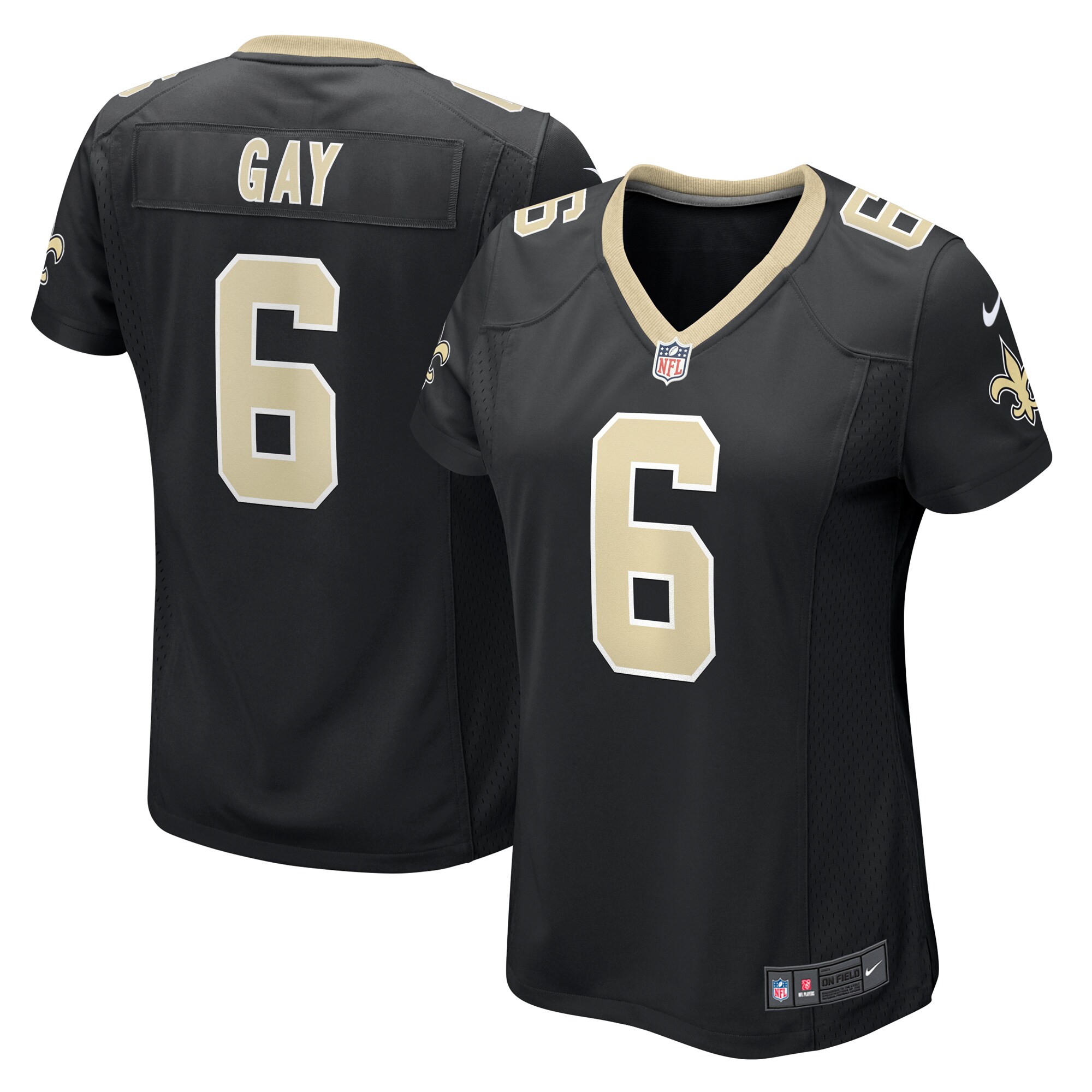 Women's New Orleans Saints Willie Gay Black Game Jersey Js6682