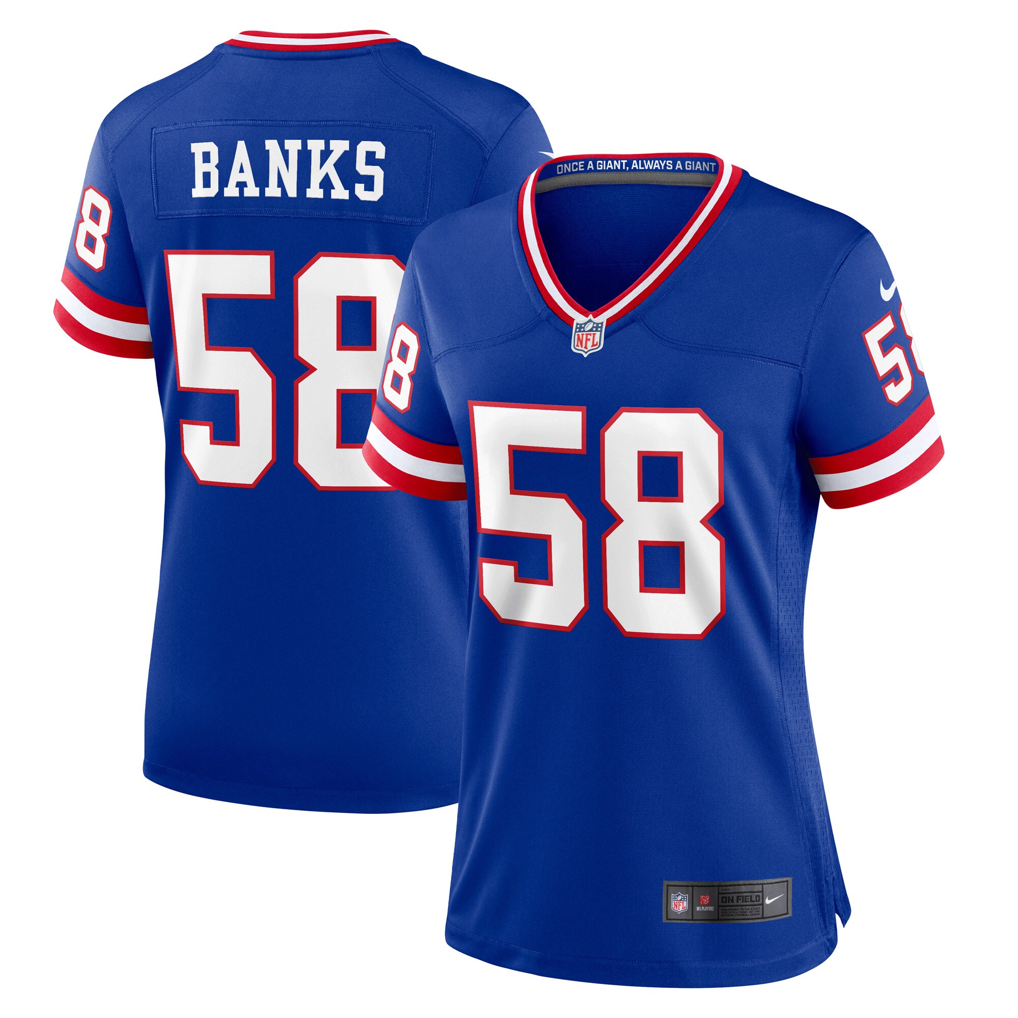 Women's New York Giants Carl Banks Royal Classic Retired Player Game Jersey Js9885