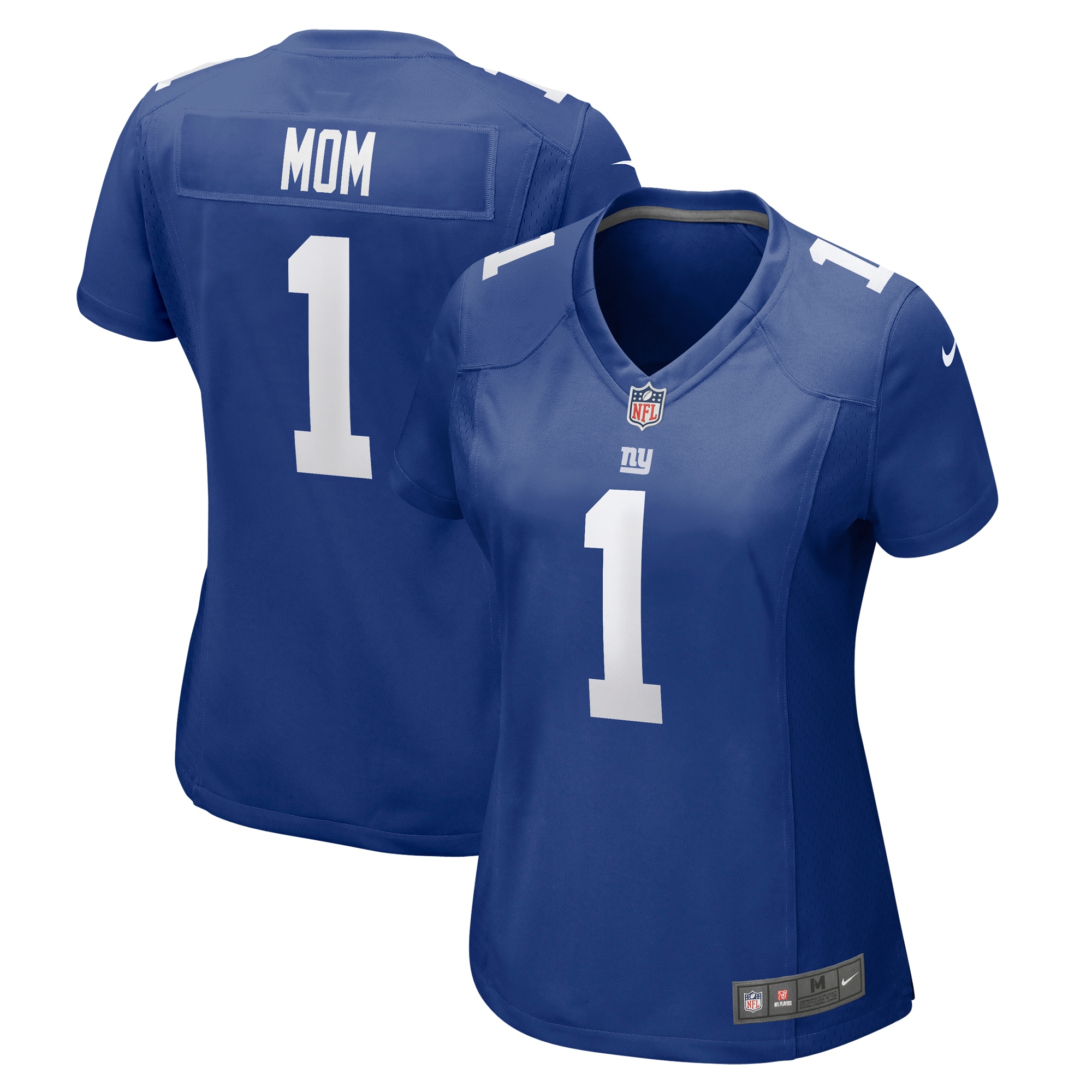 Women's New York Giants Number 1 Mom Royal Game Jersey Js8437
