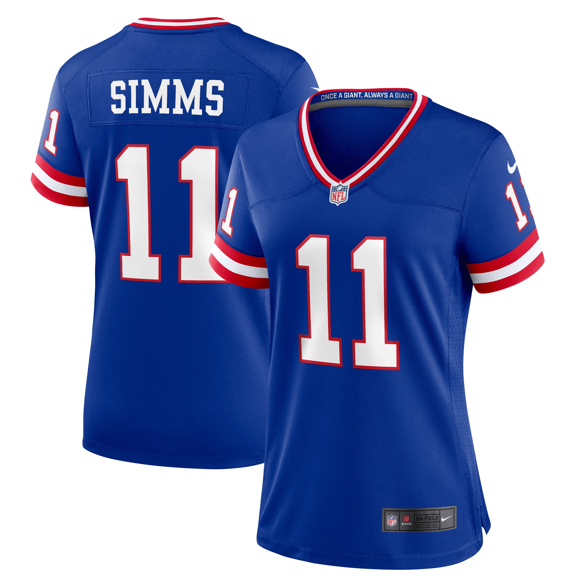 Women's New York Giants Phil Simms Royal Classic Retired Player Game Jersey Js2770