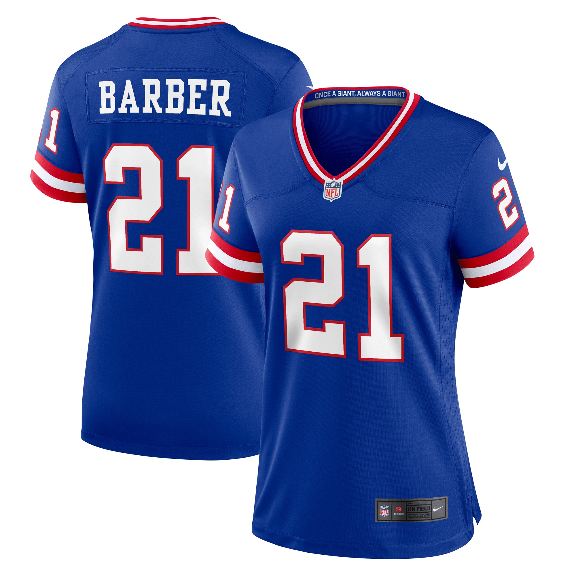 Women's New York Giants Tiki Barber Royal Classic Retired Player Game Jersey Js3107