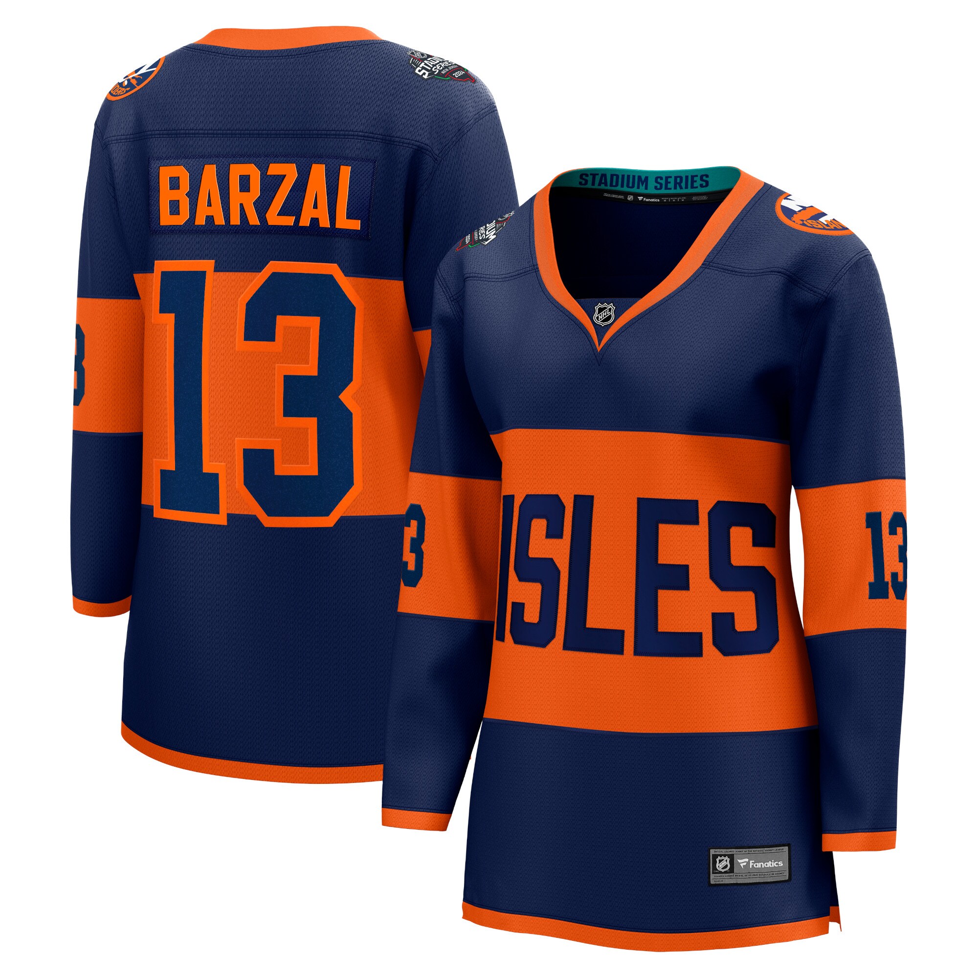 Women's New York Islanders Mathew Barzal Navy 2024 Nhl Stadium Series Breakaway Player Jersey