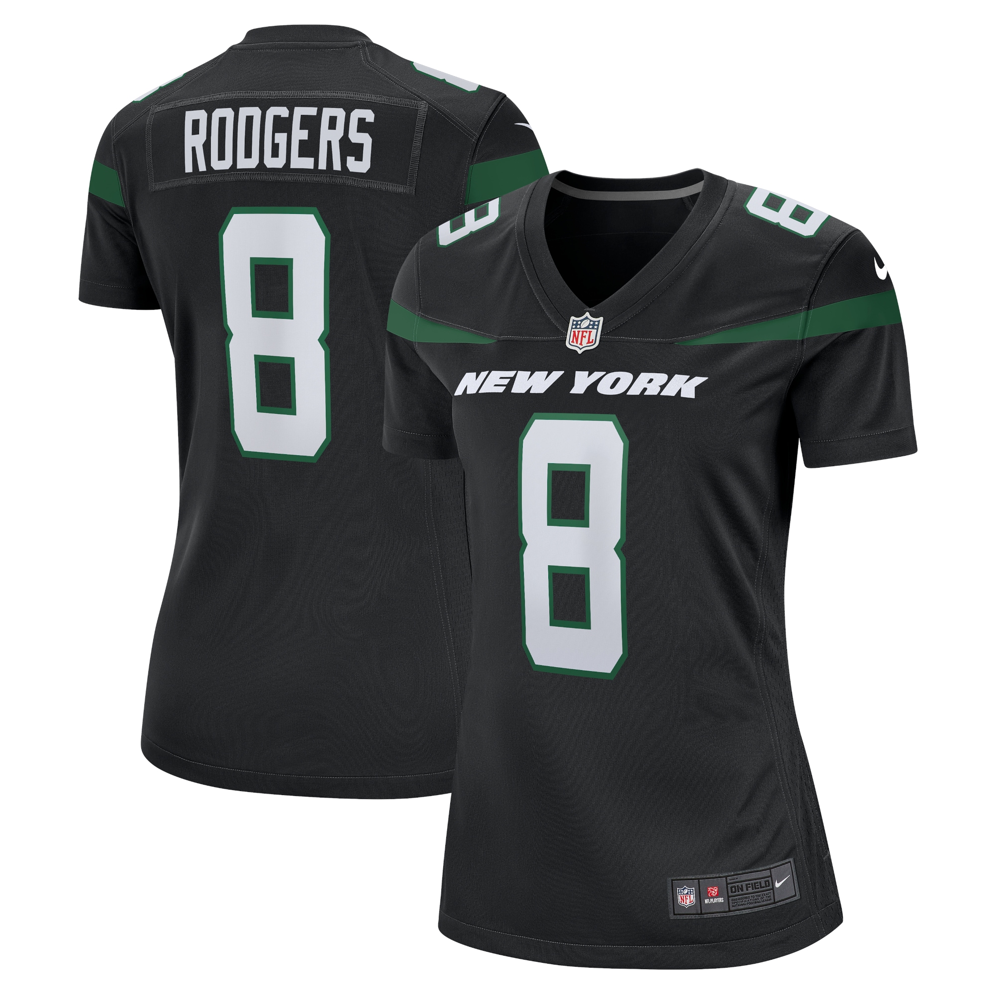 Women's New York Jets Aaron Rodgers Black Player Jersey Js8586