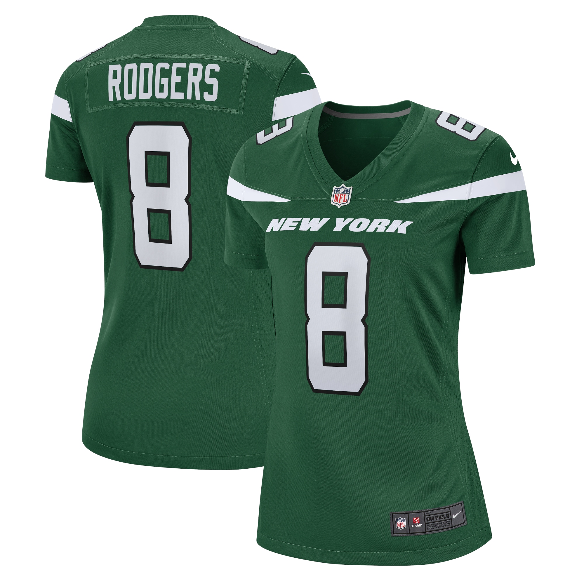 Women's New York Jets Aaron Rodgers Green Player Jersey Js6436