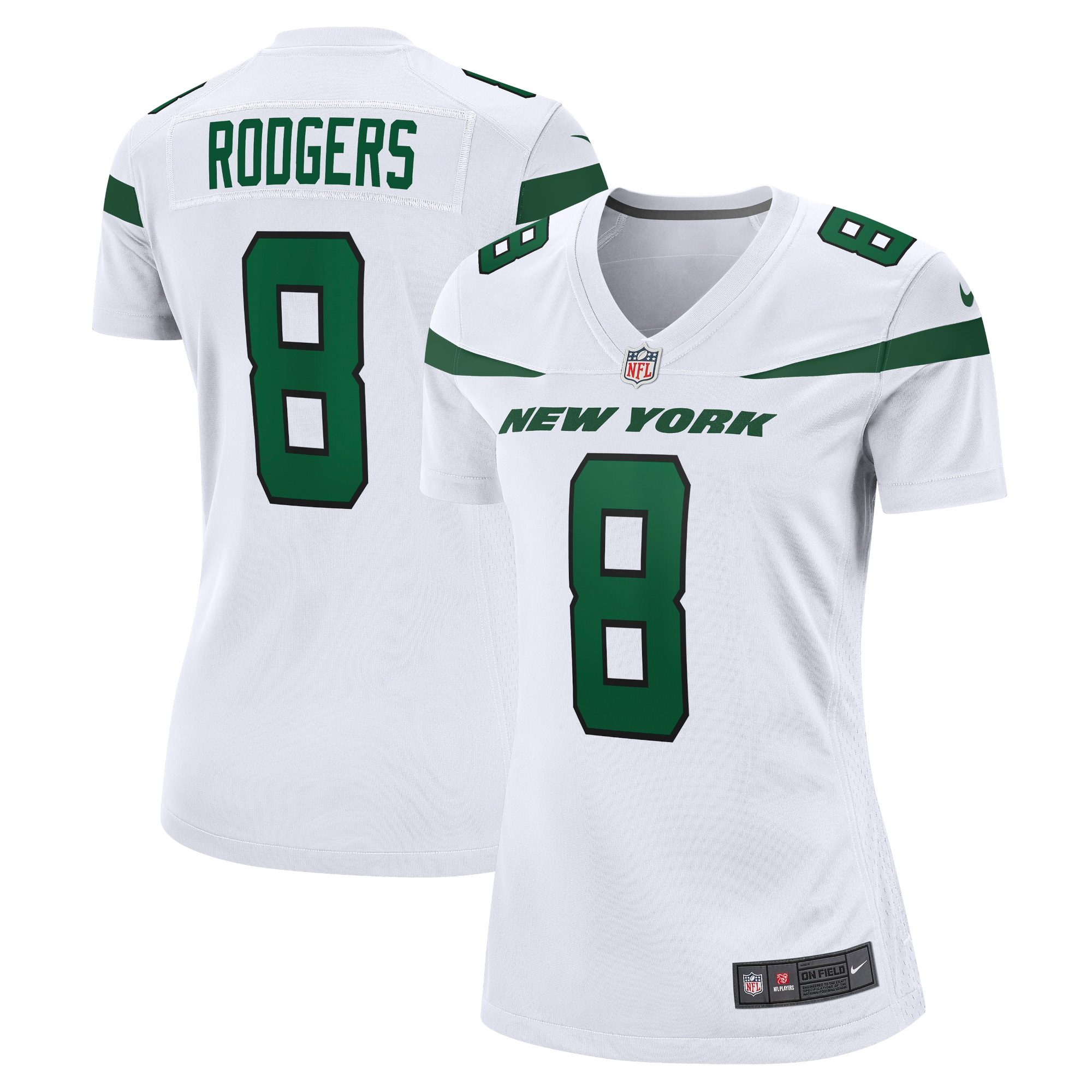 Women's New York Jets Aaron Rodgers White Player Jersey Js4116