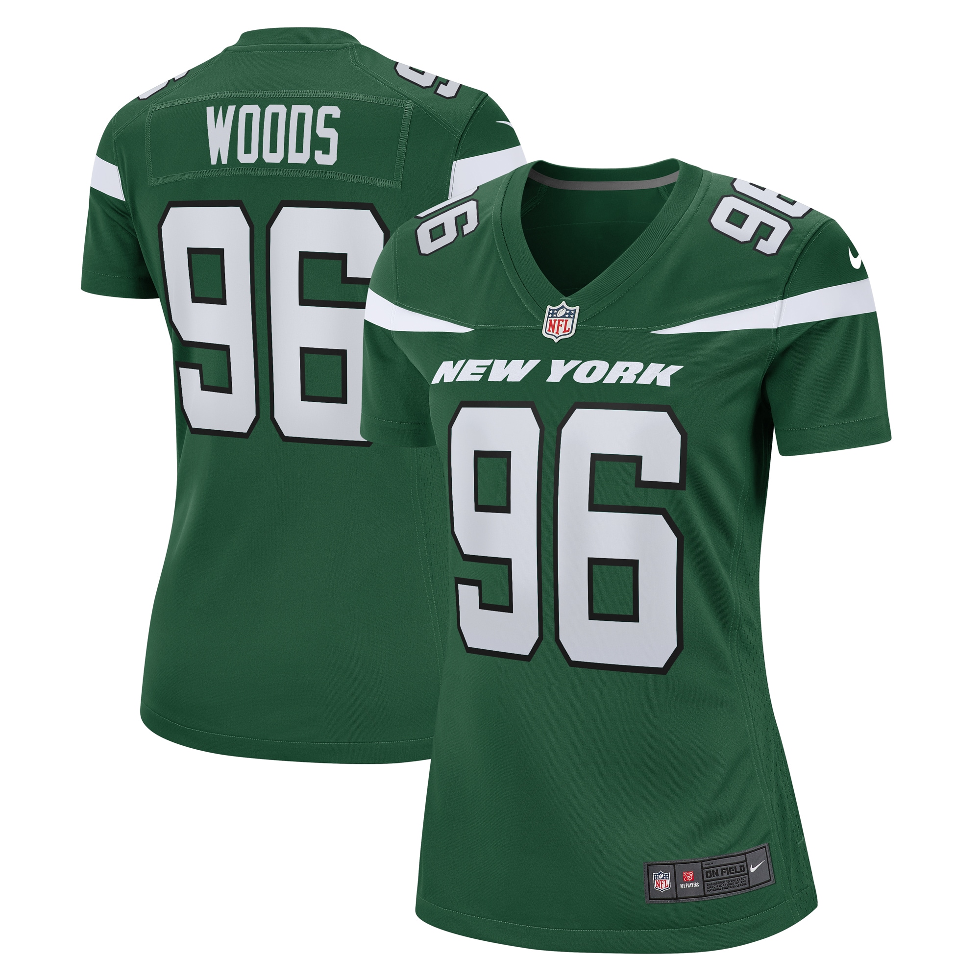 Women's New York Jets Al Woods Gotham Green Game Jersey Js8571