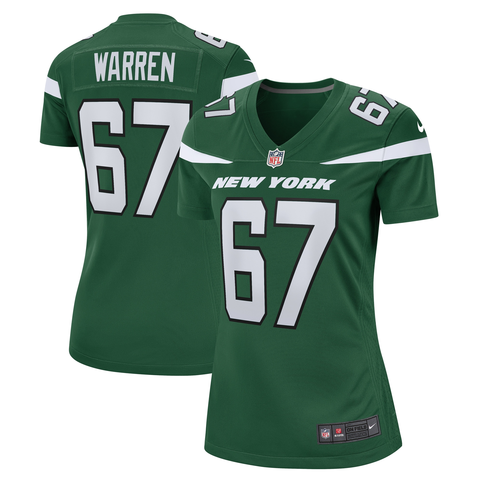Women's New York Jets Carter Warren Gotham Green Game Jersey Js6630