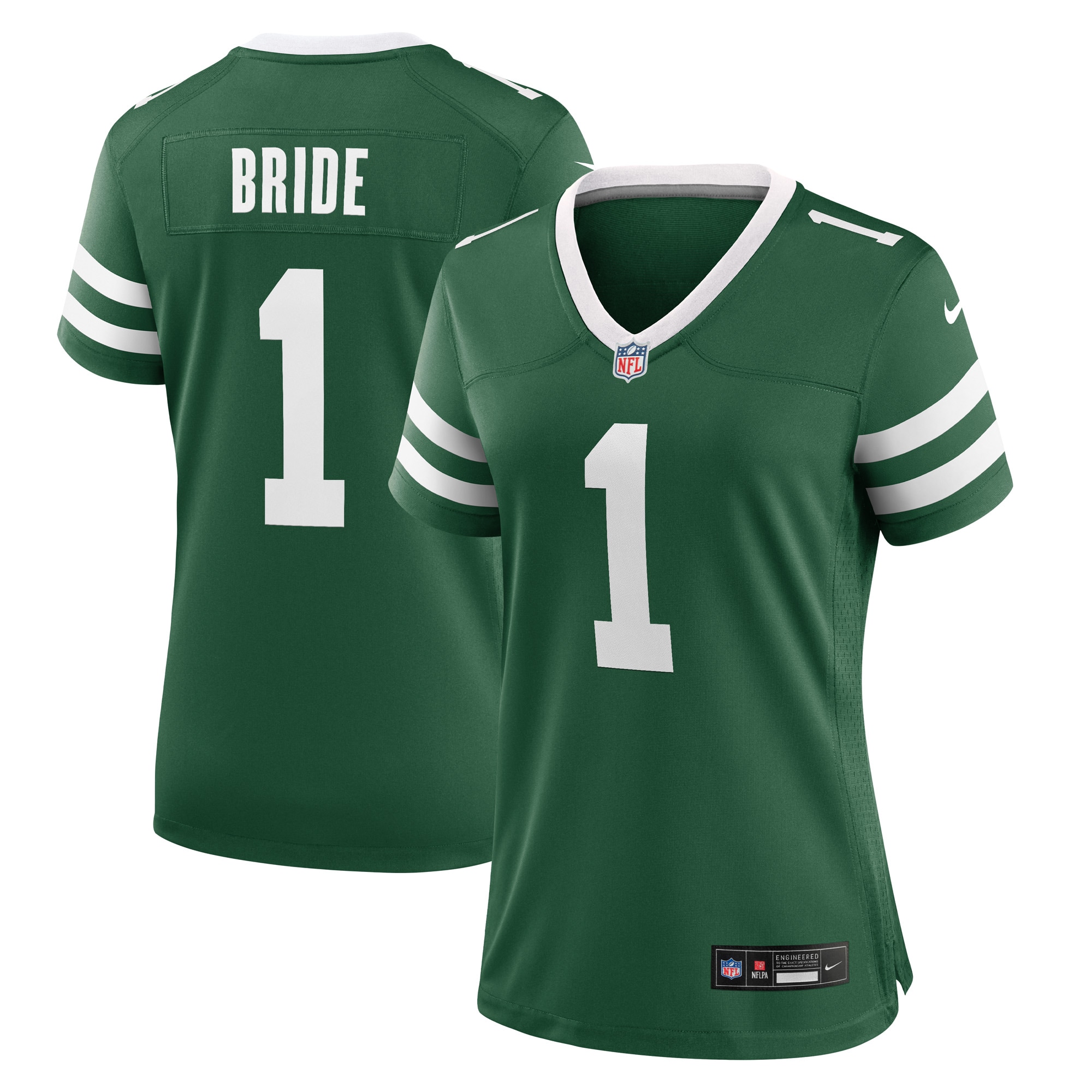 Women's New York Jets Number 1 Bride Legacy Green Game Jersey Js6235