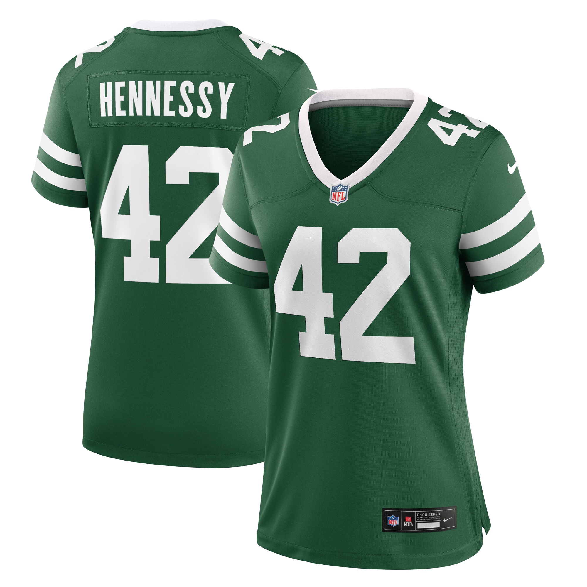 Women's New York Jets Thomas Hennessy Legacy Green Team Game Jersey Js7748
