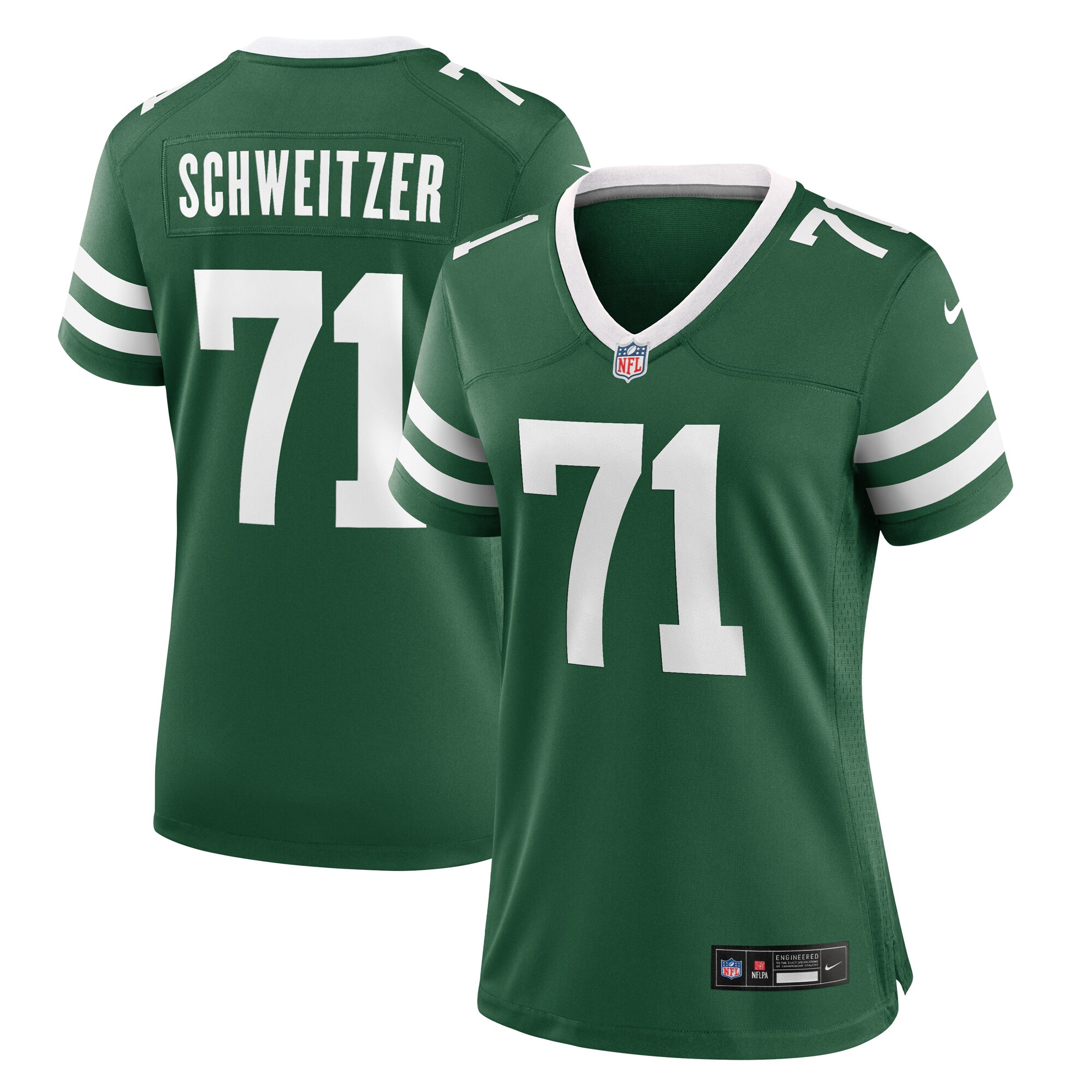 Women's New York Jets Wes Schweitzer Legacy Green Team Game Jersey Js6730