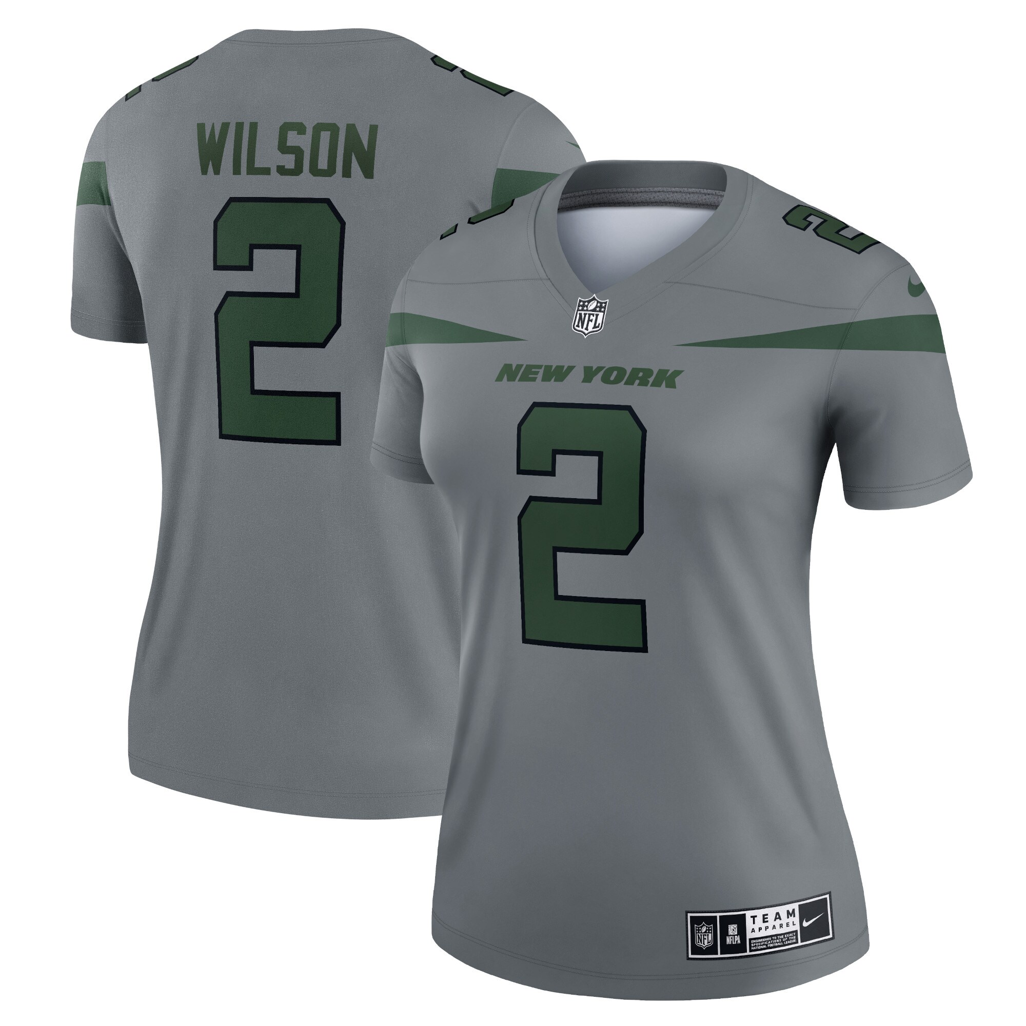 Women's New York Jets Zach Wilson Gray Inverted Legend Player Performance Top Js2873