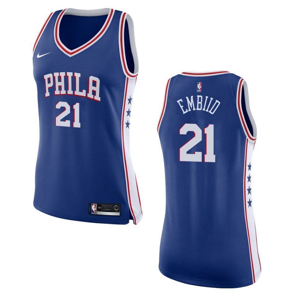 Women's Philadelphia 76ers 21 Joel Embiid Icon Swingman Jersey - Royal