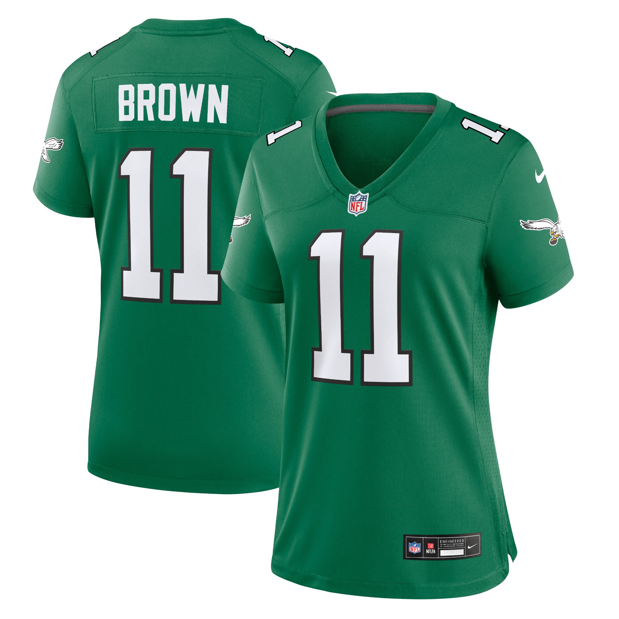 Women's Philadelphia Eagles A.j. Brown Kelly Green Player Jersey Js9478