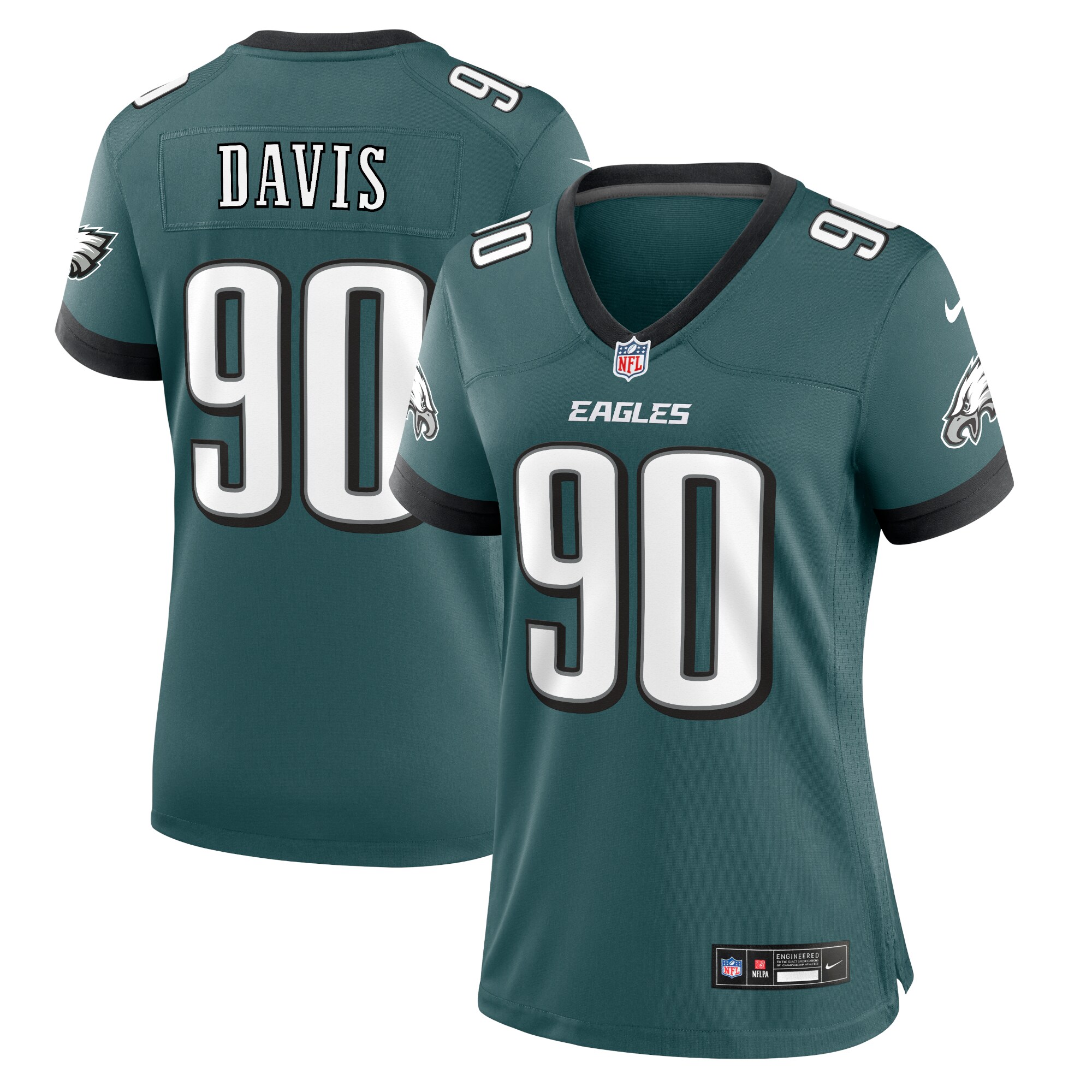 Women's Philadelphia Eagles Davis Midnight Green Team Game Jersey Js9076