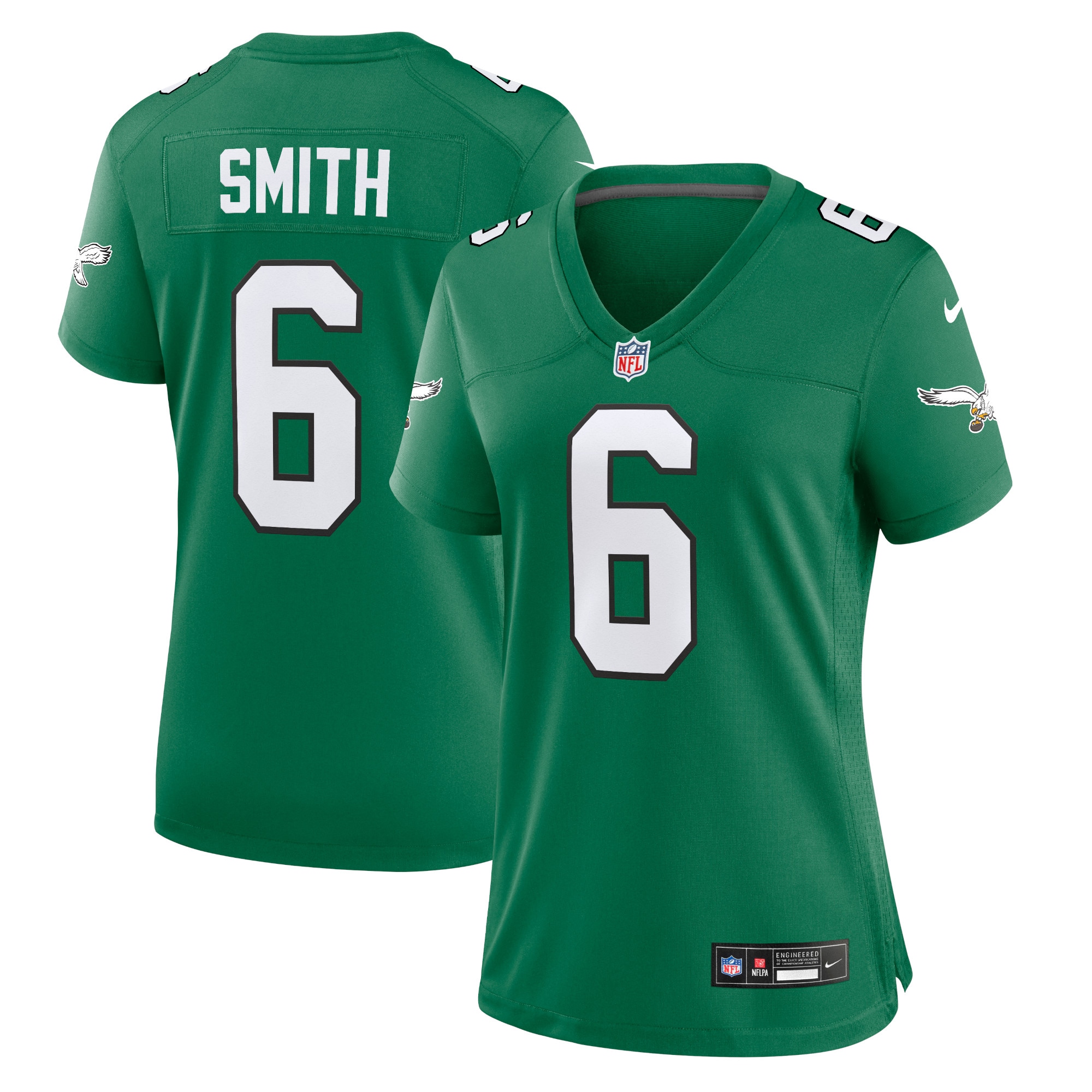Women's Philadelphia Eagles Devonta Smith Kelly Green Player Jersey Js8341