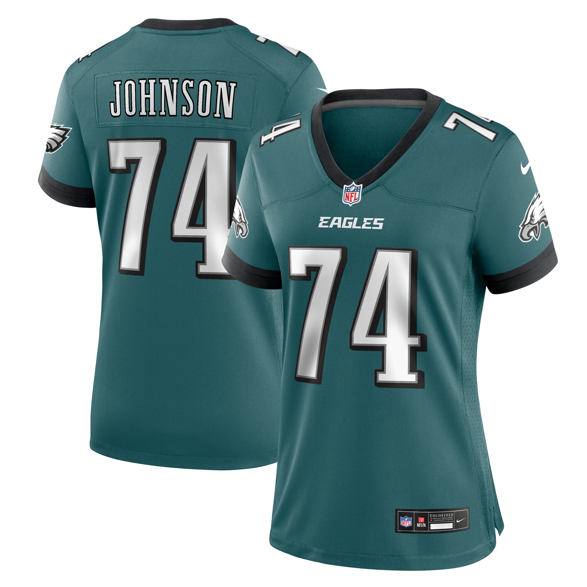 Women's Philadelphia Eagles Fred Johnson Midnight Green Team Game Jersey Js5340