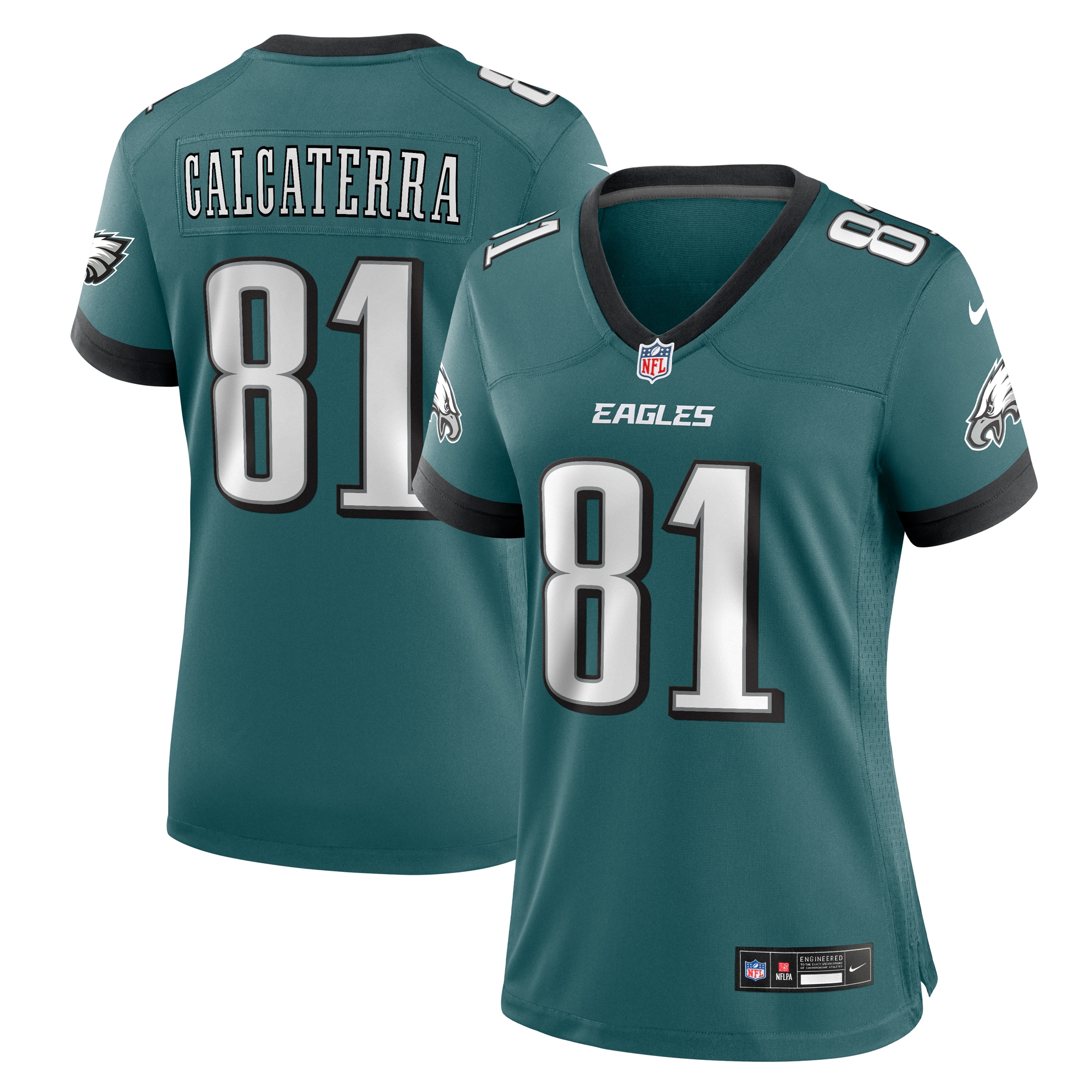 Women's Philadelphia Eagles Grant Calcaterra Midnight Green Team Game Jersey Js5367