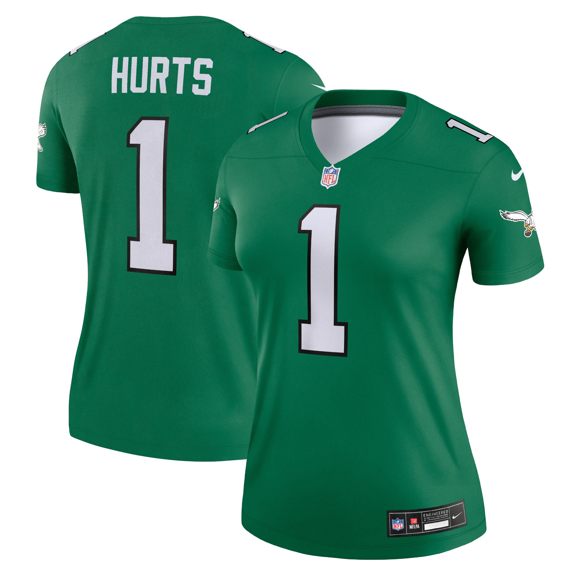 Women's Philadelphia Eagles Jalen Hurts Kelly Green Alternate Legend Player Performance Top Js3226