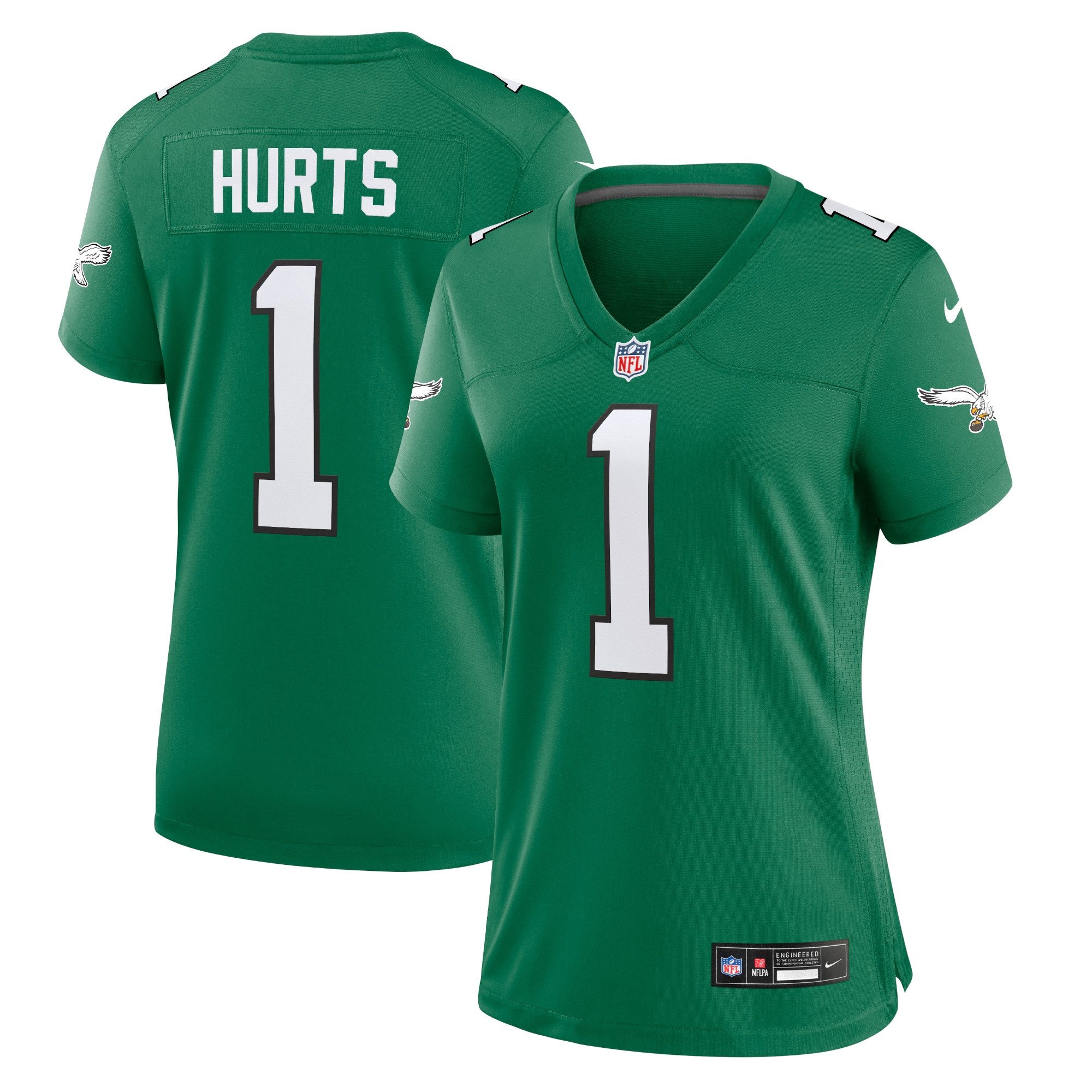 Women's Philadelphia Eagles Jalen Hurts Kelly Green Game Player Jersey Js6514