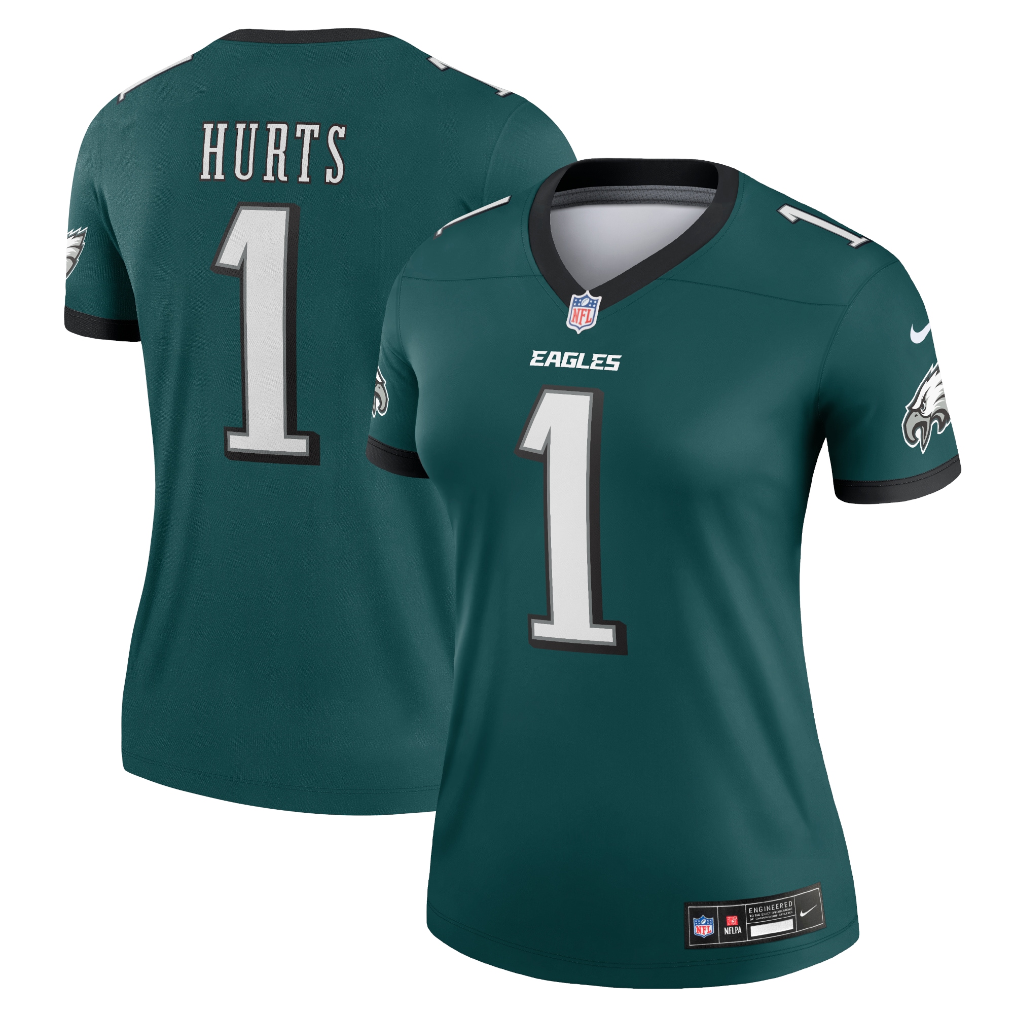 Women's Philadelphia Eagles Jalen Hurts Midnight Green Legend Player Performance Top Js9759