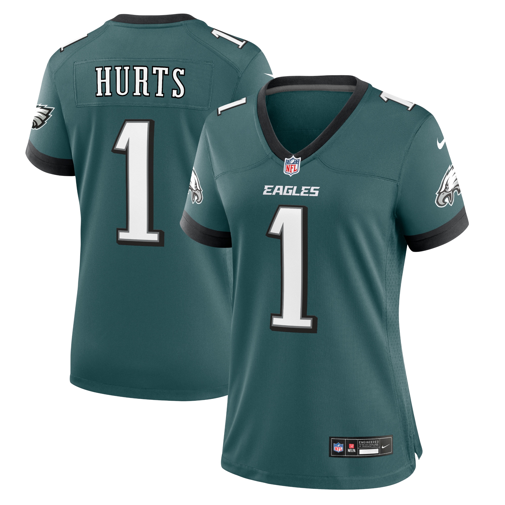 Women's Philadelphia Eagles Jalen Hurts Midnight Green Team Game Jersey Js9422