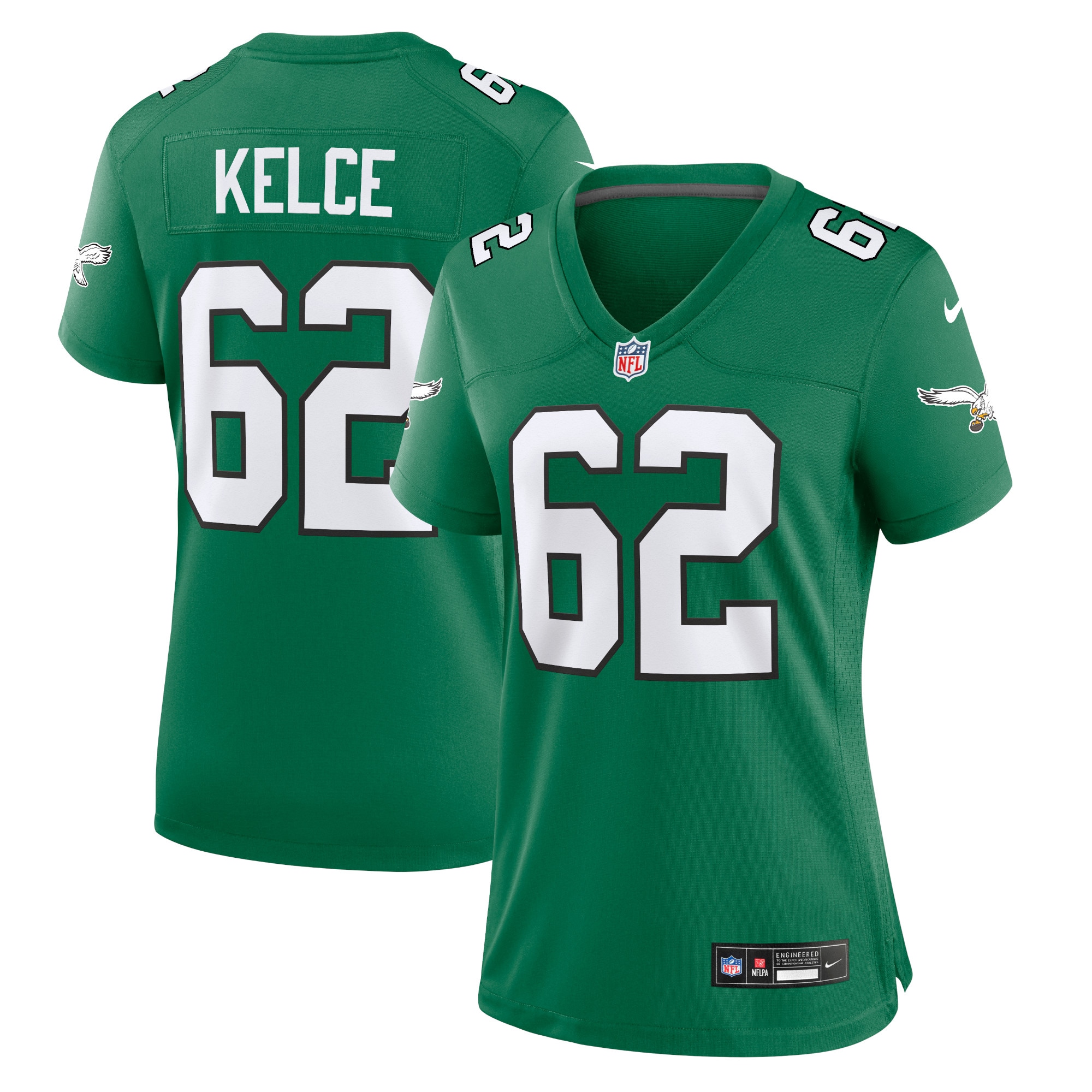 Women's Philadelphia Eagles Jason Kelce Kelly Green Player Jersey Js5372