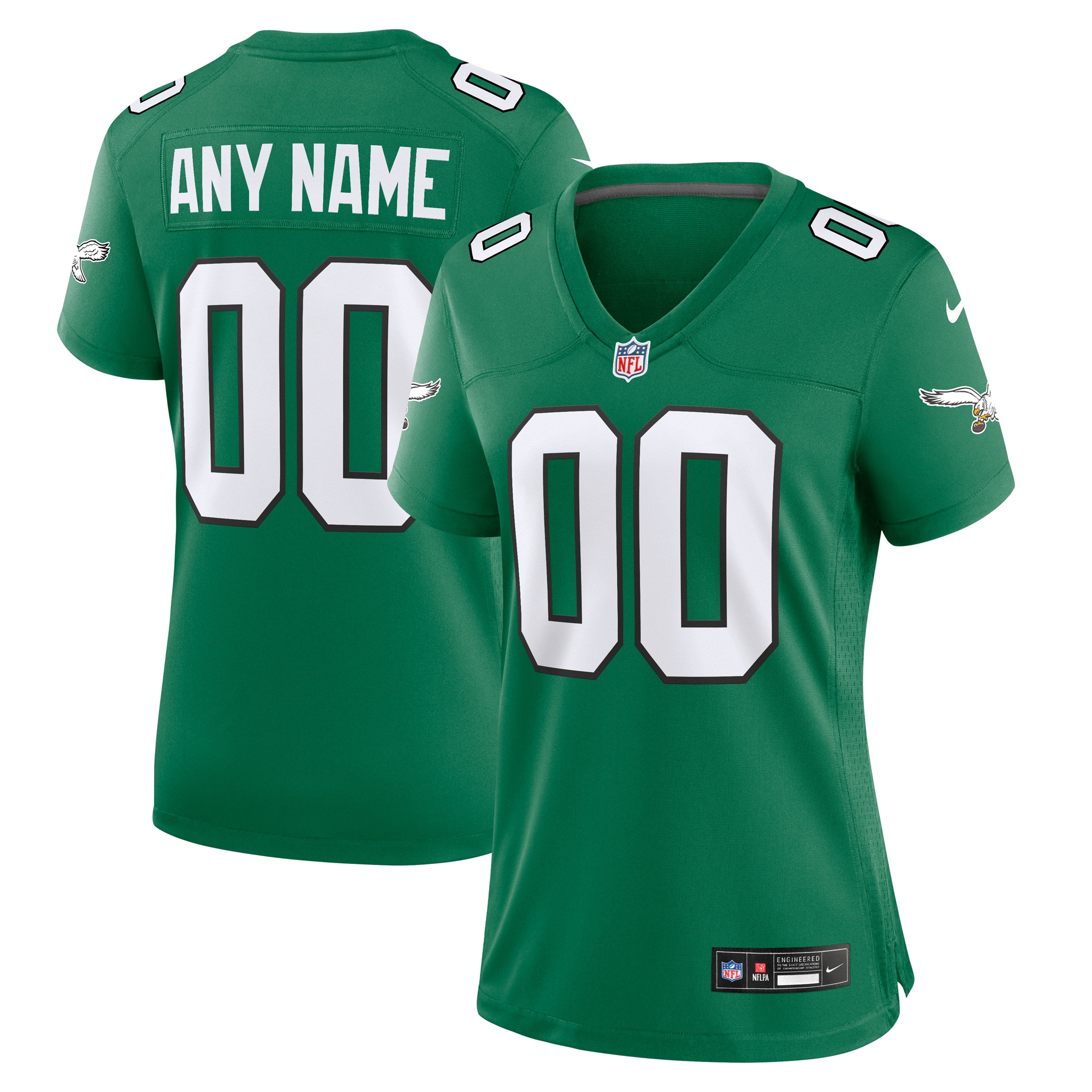 Women's Philadelphia Eagles Kelly Green Alternate Custom Game Jersey Js4923