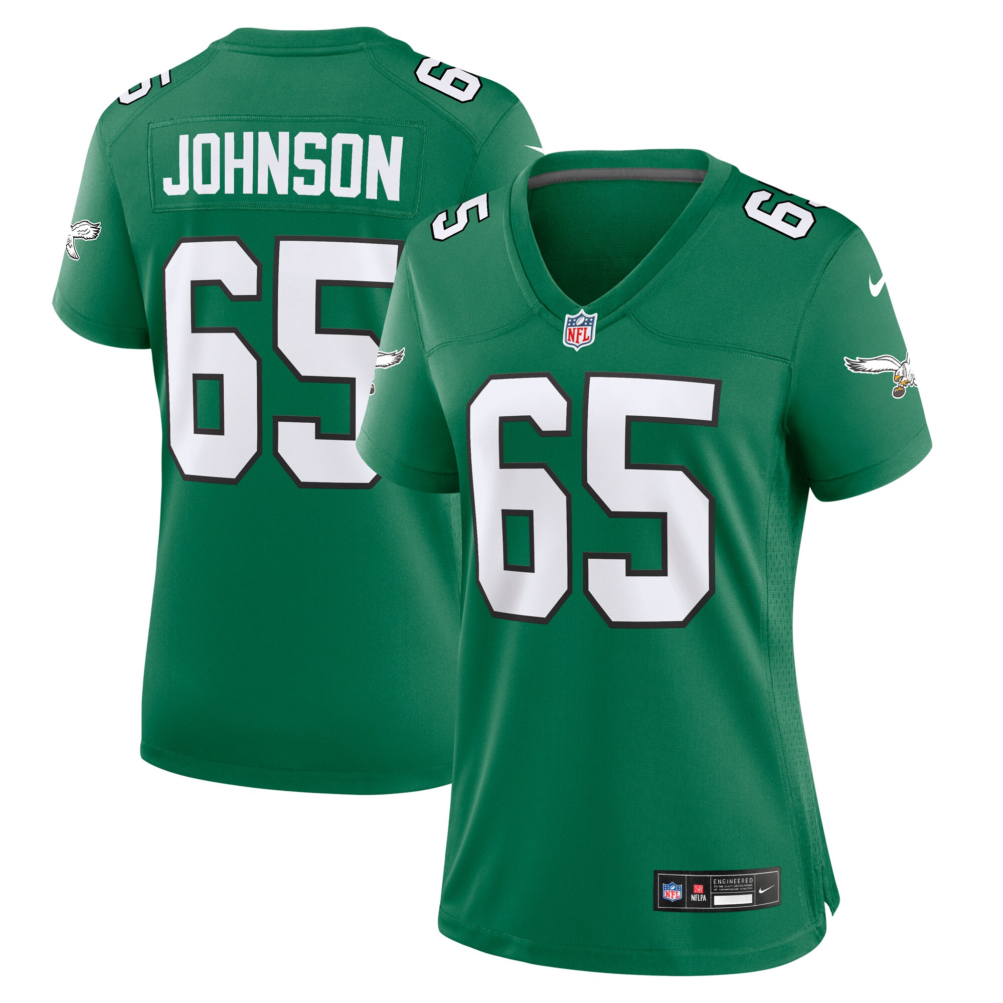 Women's Philadelphia Eagles Lane Johnson Kelly Green Alternate Game Jersey Js9241