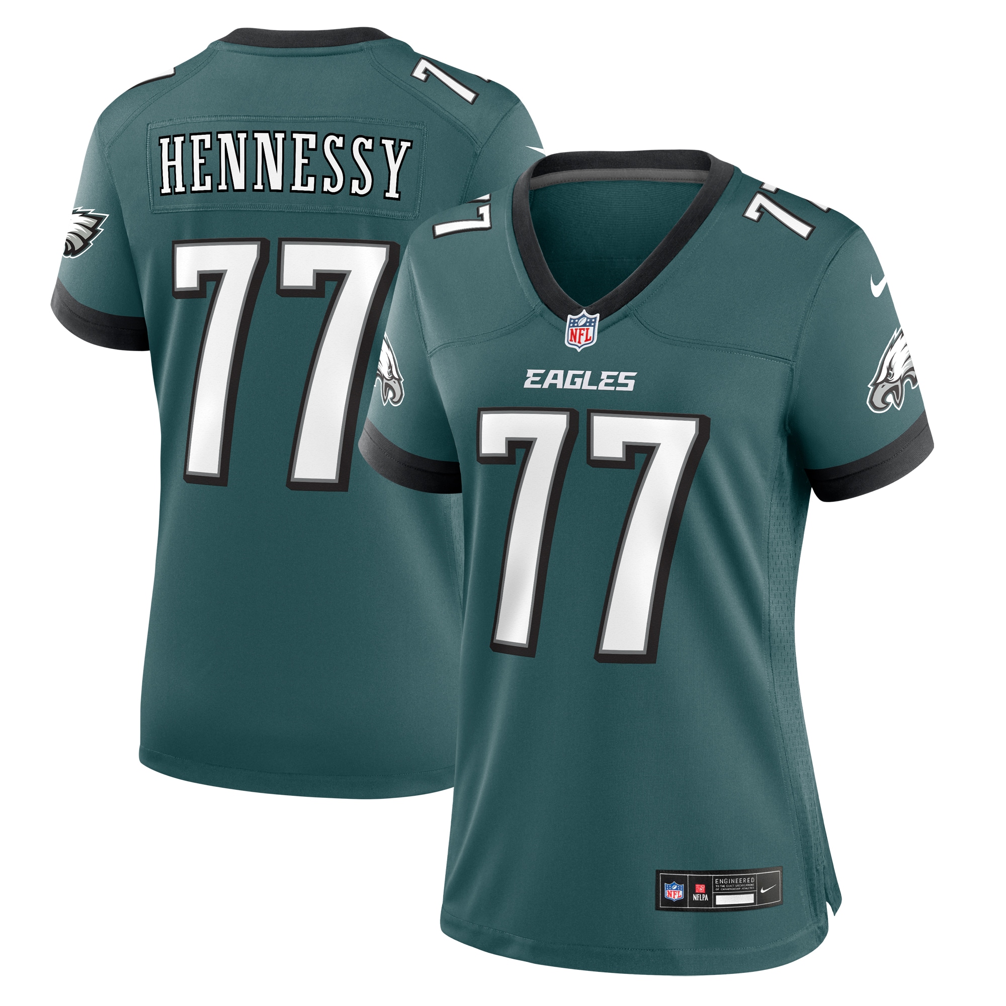 Women's Philadelphia Eagles Matt Hennessy Midnight Green Game Jersey Js9510
