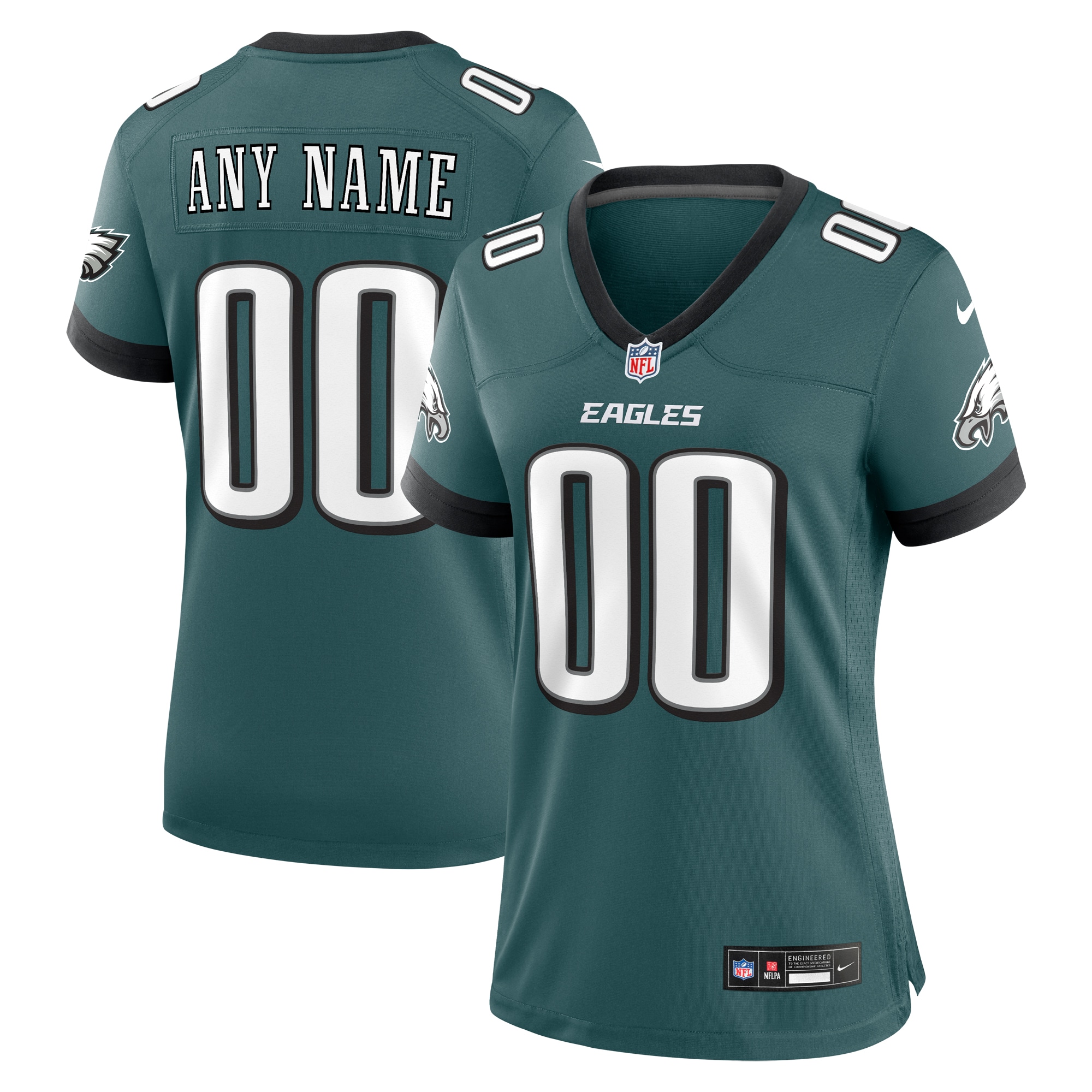 Women's Philadelphia Eagles Midnight Green Custom Game Jersey Js9450