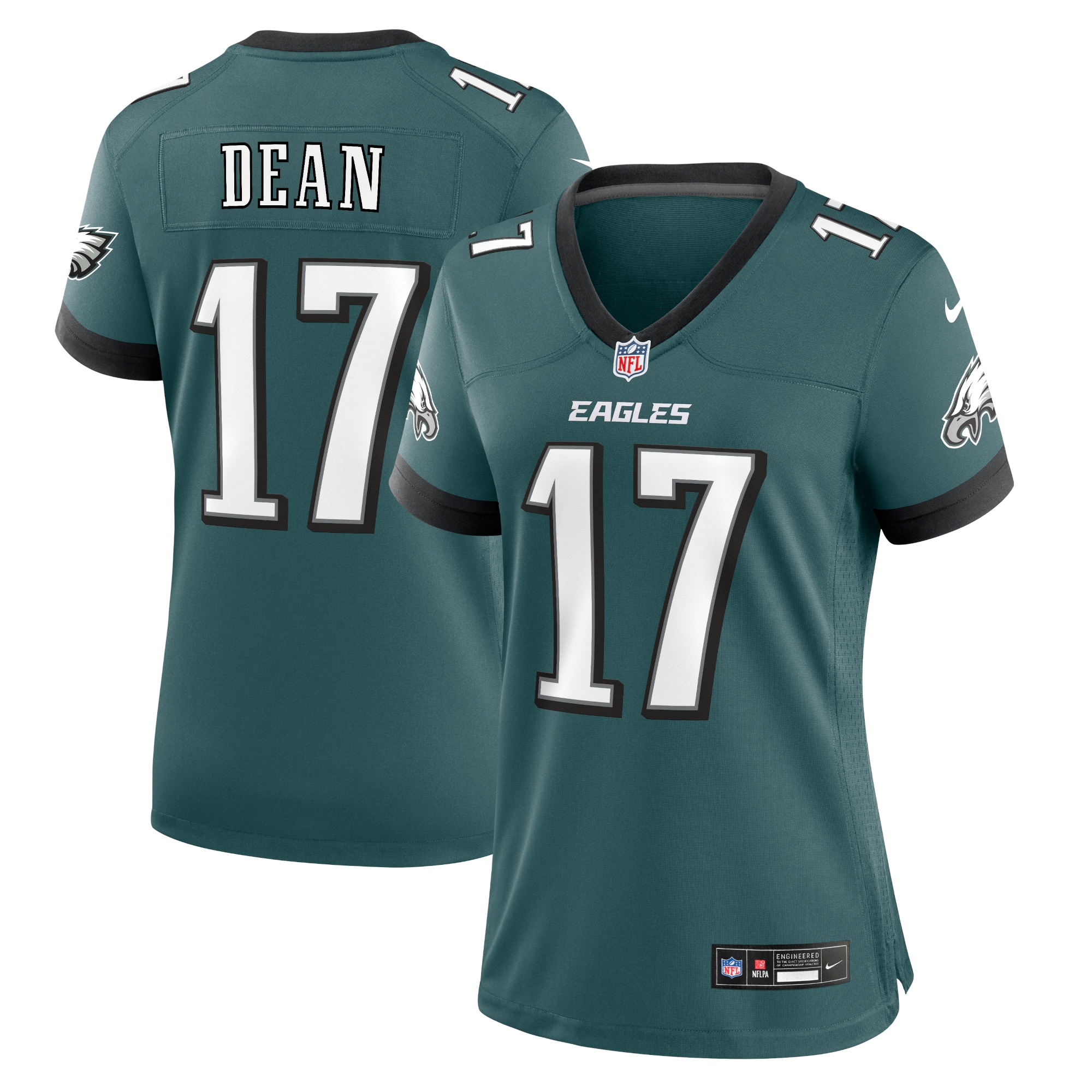 Women's Philadelphia Eagles Nakobe Dean Midnight Green Team Game Jersey Js5906