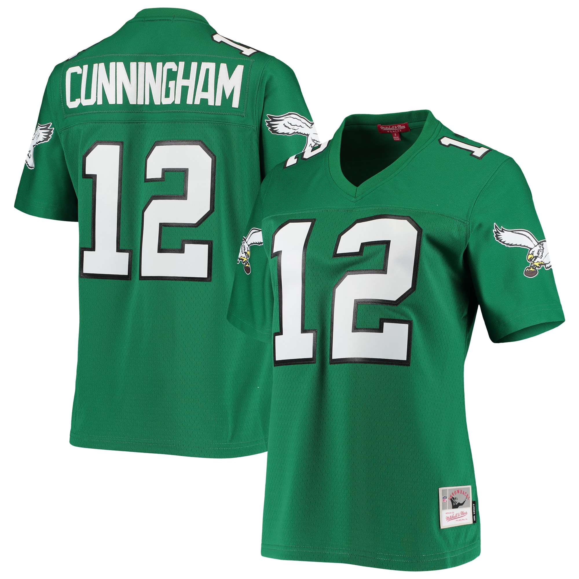 Women's Philadelphia Eagles Randall Cunningham Mitchell & Ness Kelly Green 1990 Legacy Jersey Js9824