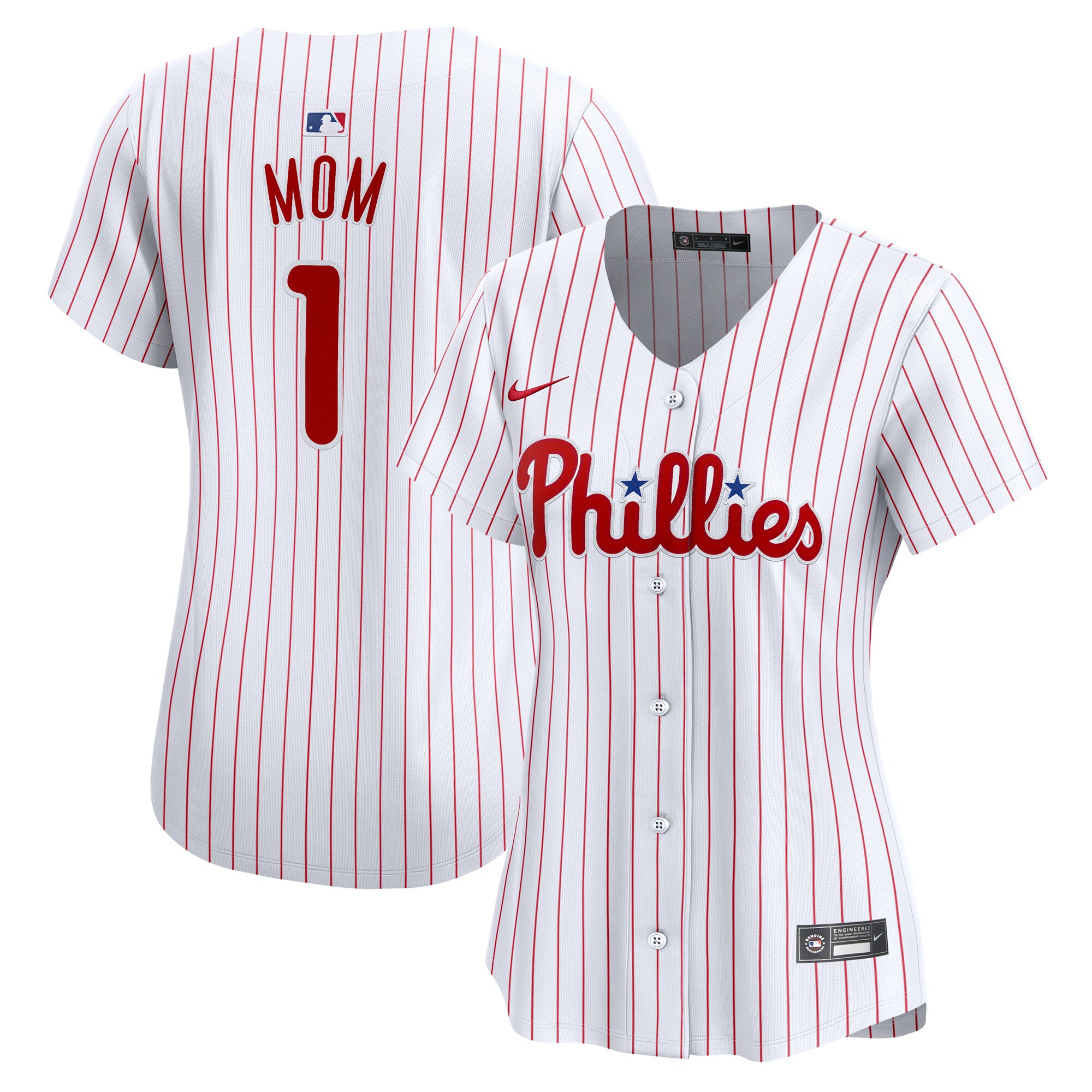 Women's Philadelphia Phillies White #1 Mom Home Limited Jersey