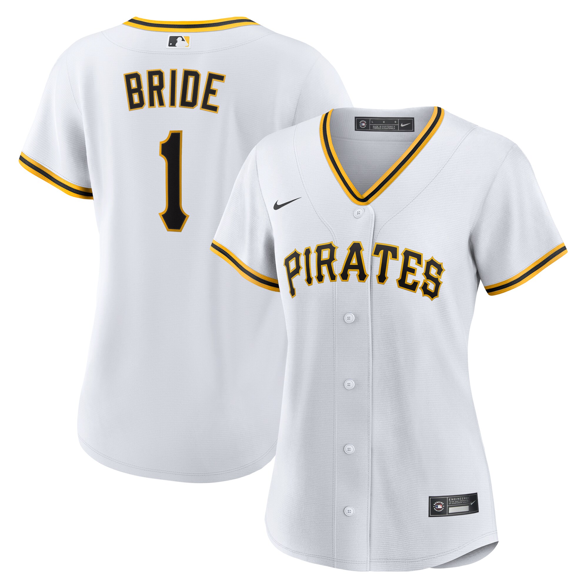 Women's Pittsburgh Pirates White #1 Bride Home Jersey