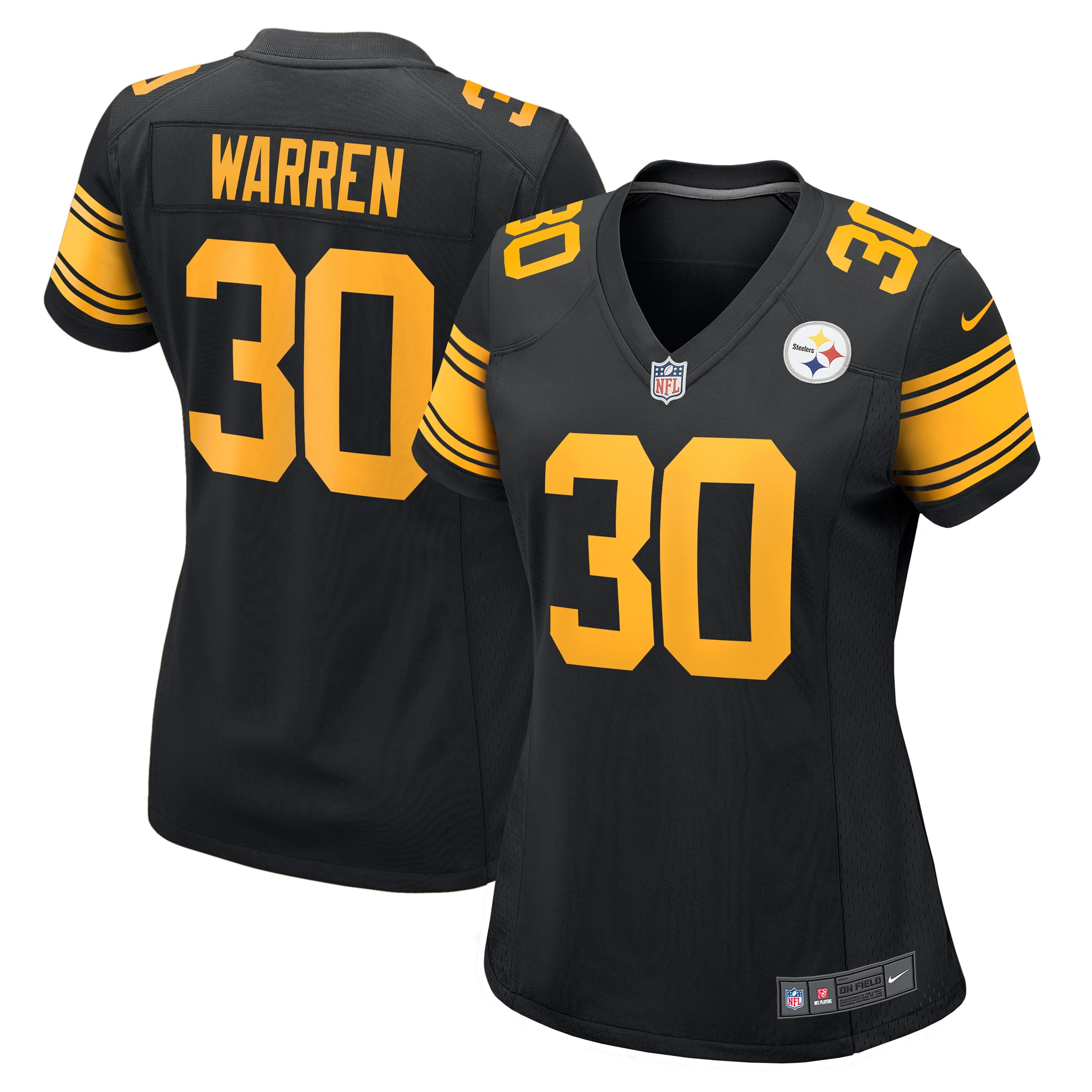 Women's Pittsburgh Steelers Jaylen Warren Black Alternate Game Jersey Js4942