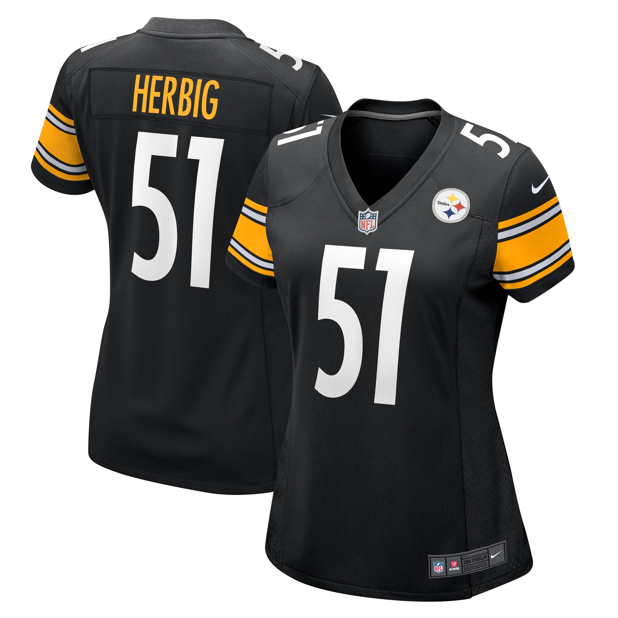 Women's Pittsburgh Steelers Nick Herbig Black Game Jersey Js8363