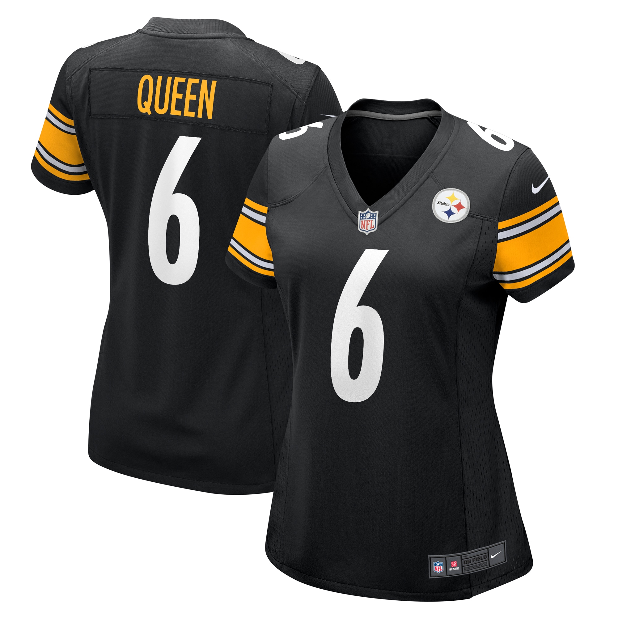 Women's Pittsburgh Steelers Patrick Queen Black Game Player Jersey Js5030