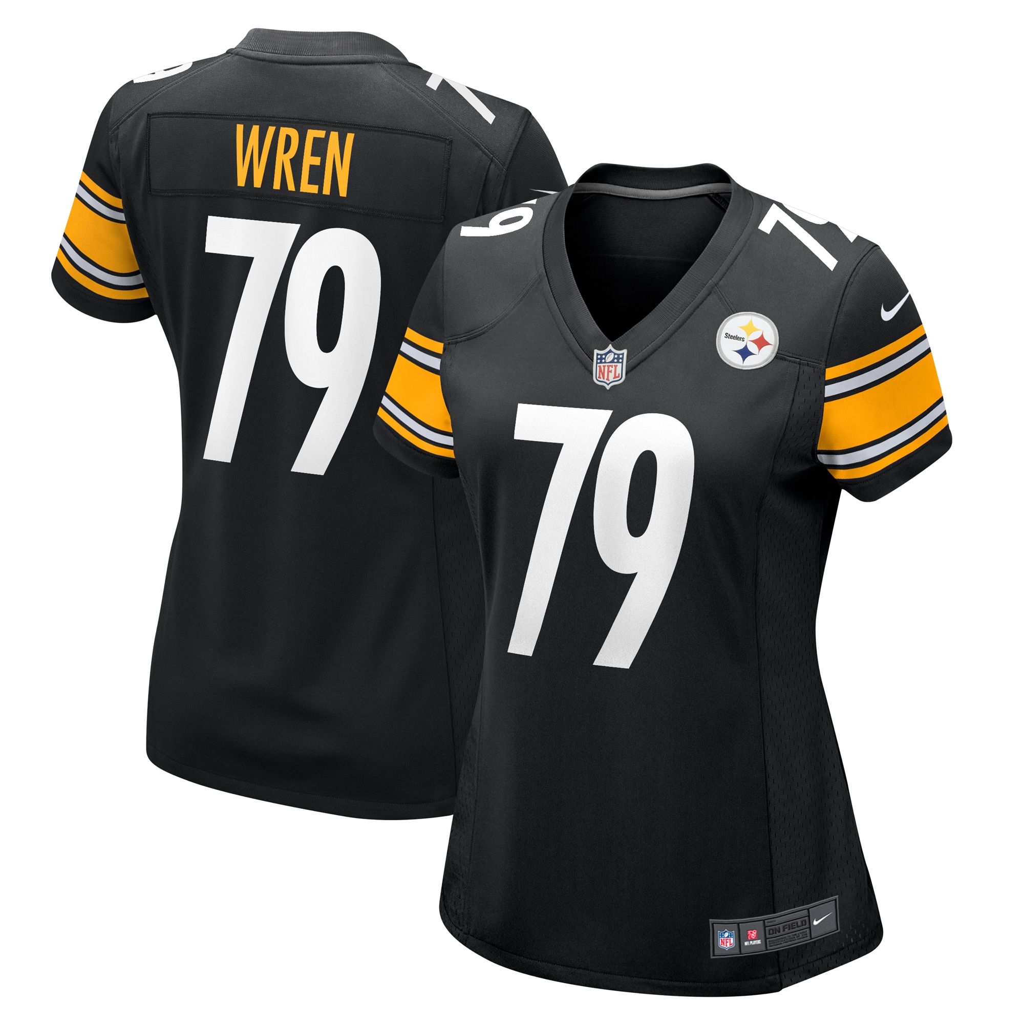Women's Pittsburgh Steelers Renell Wren Black Game Jersey Js5127