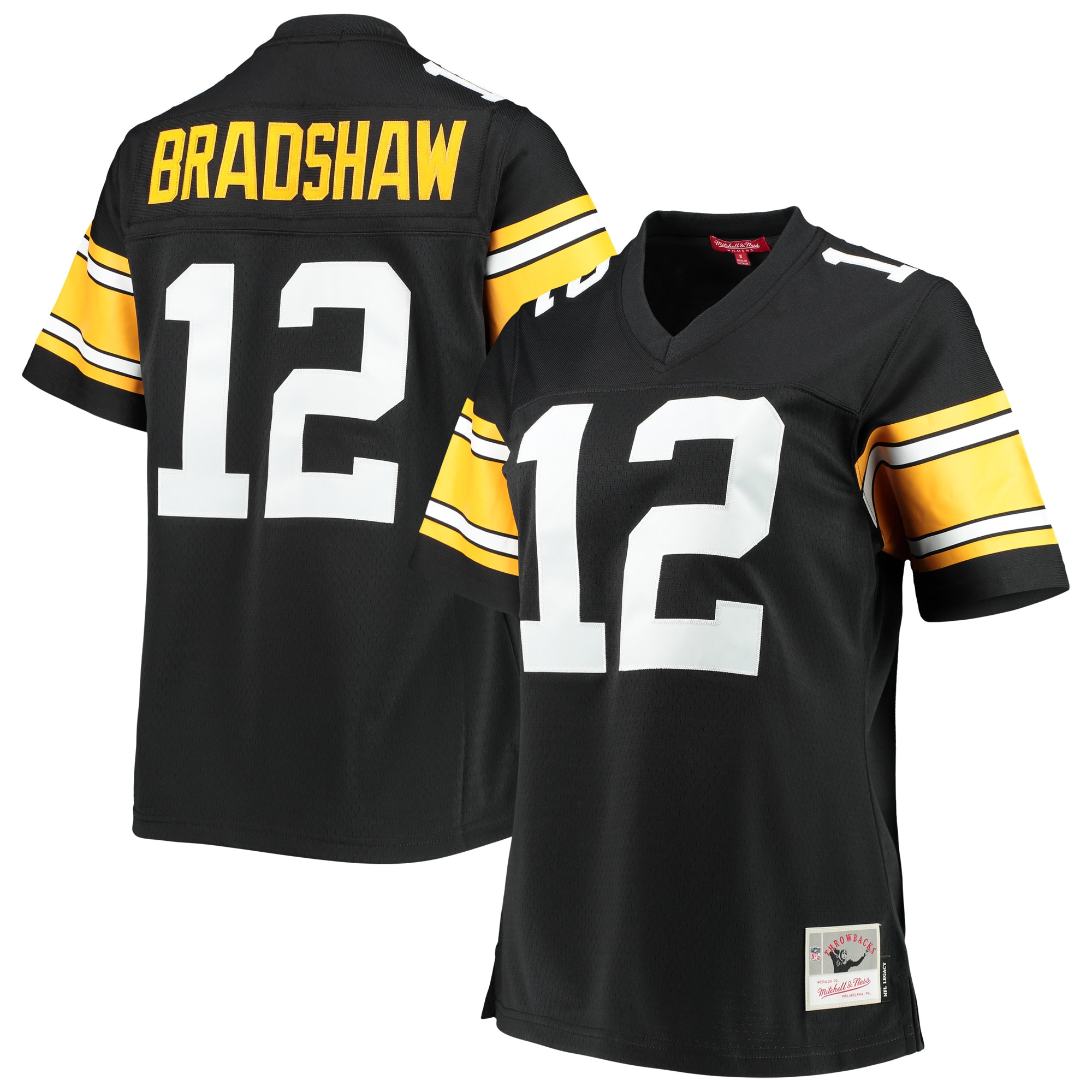 Women's Pittsburgh Steelers Terry Bradshaw Mitchell & Ness Black Legacy Player Jersey Js8705