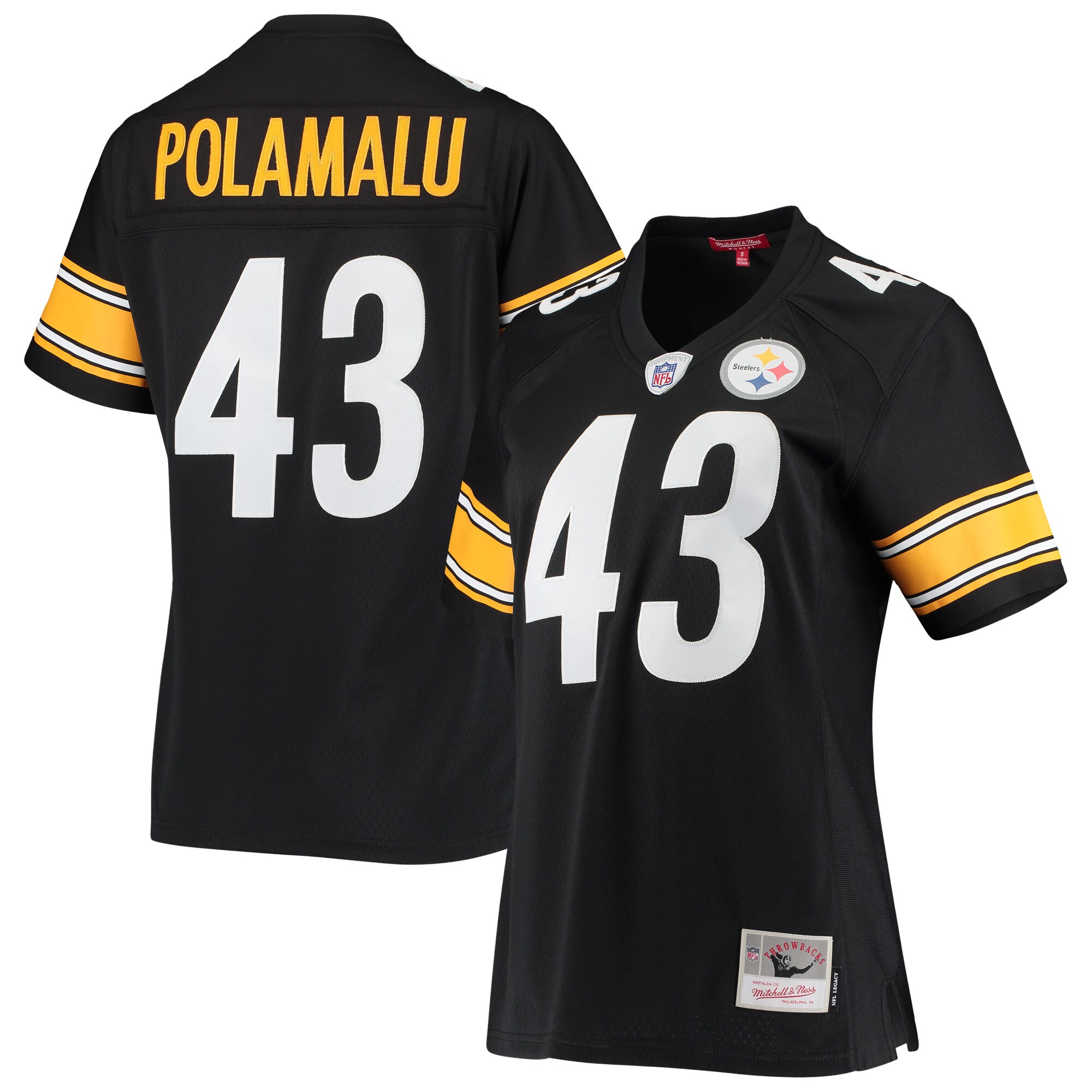 Women's Pittsburgh Steelers Troy Polamalu Mitchell & Ness Black Legacy Team Jersey Js4107