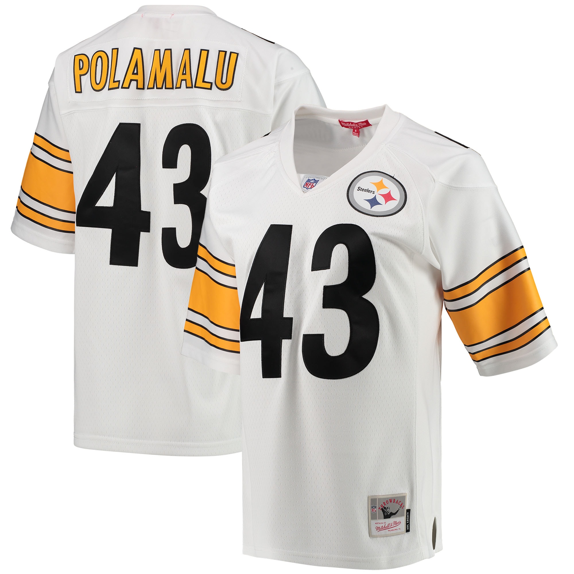 Women's Pittsburgh Steelers Troy Polamalu Mitchell & Ness White 2005 Legacy Team Jersey Js6062