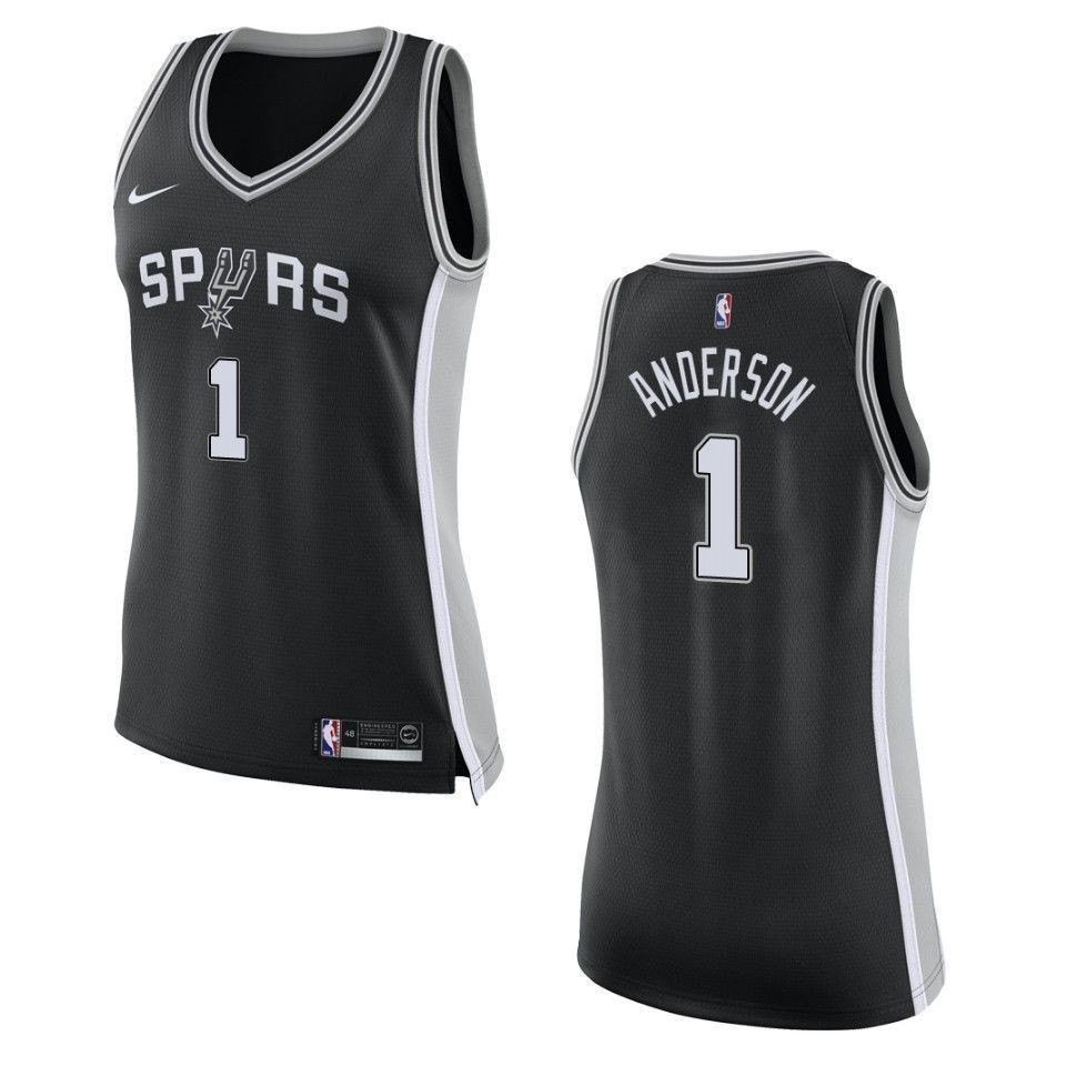 Women's San Antonio Spurs 1 Kyle Anderson Icon Swingman Jersey - Black