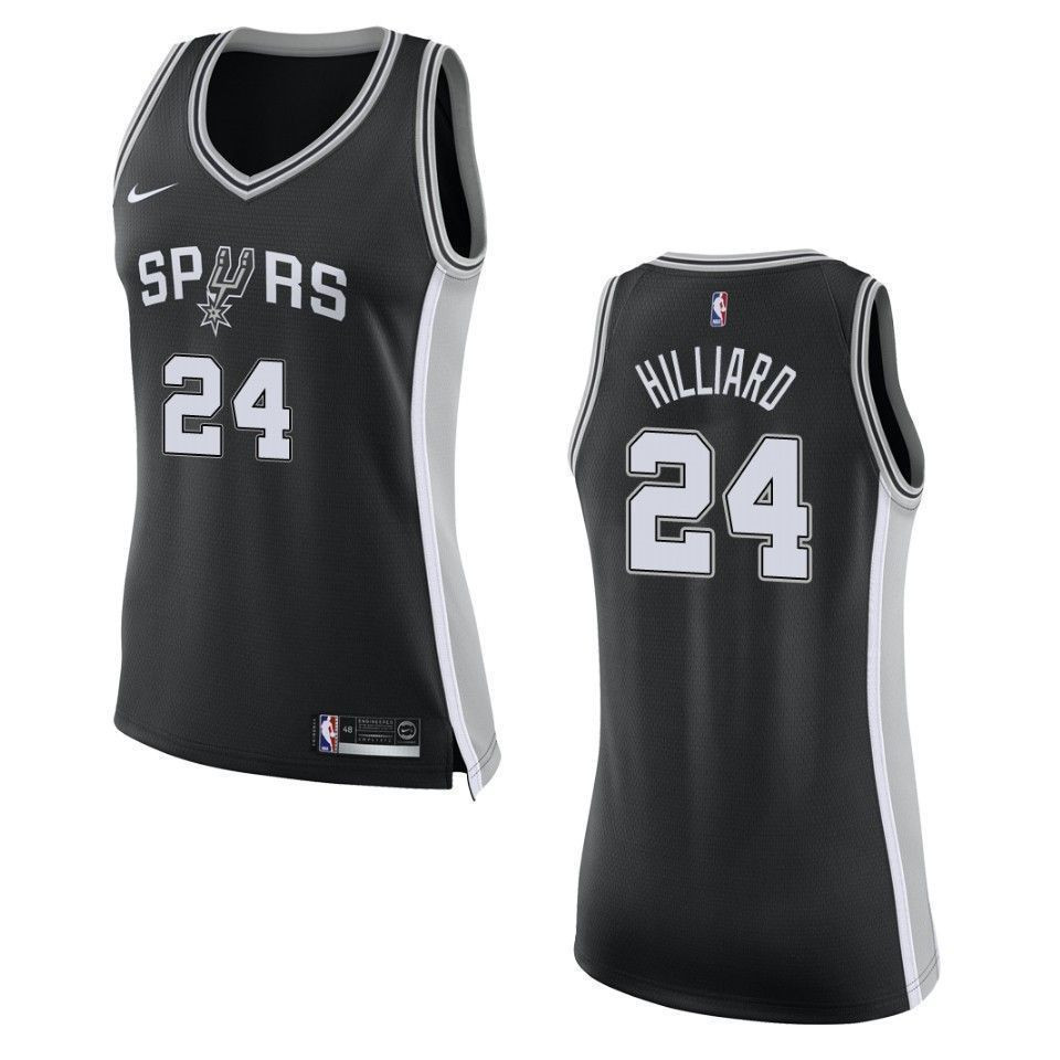 Women's San Antonio Spurs 24 Darrun Hilliard Icon Swingman Jersey - Black
