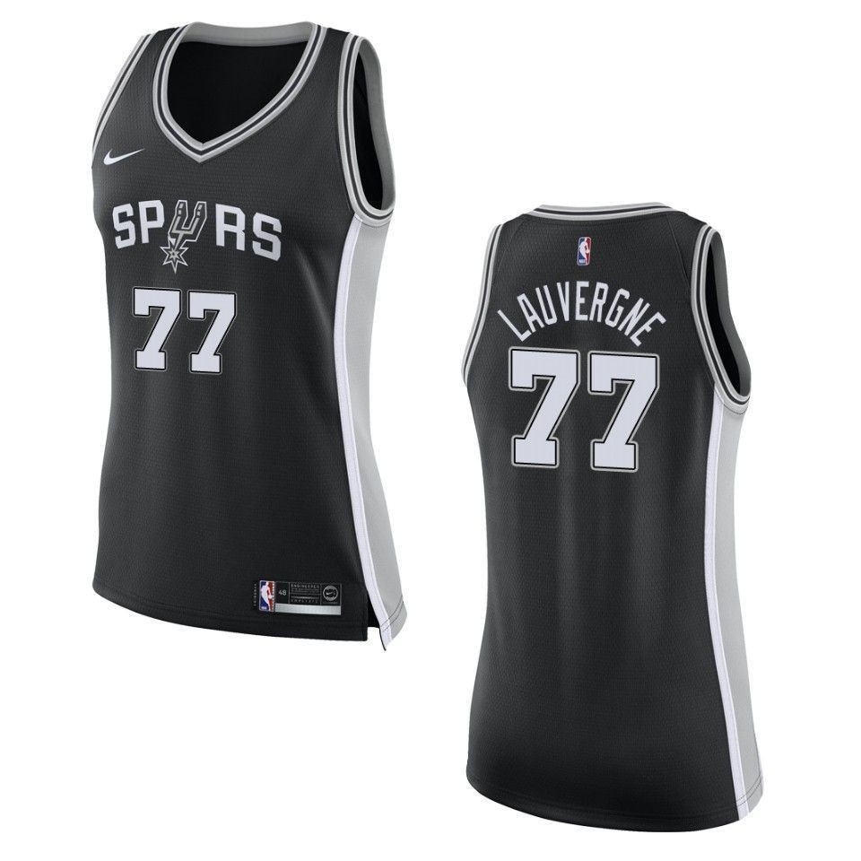 Women's San Antonio Spurs 77 Joffrey Lauvergne Icon Swingman Jersey - Black